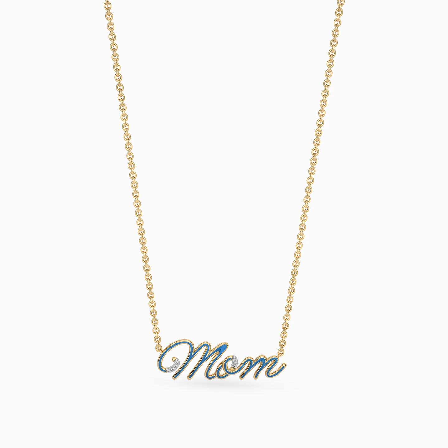 Mom Diamond & Enamel Coated Necklace in 18K Gold - 5 Mom Diamond & Enamel Coated Necklace in 18K Gold - 5