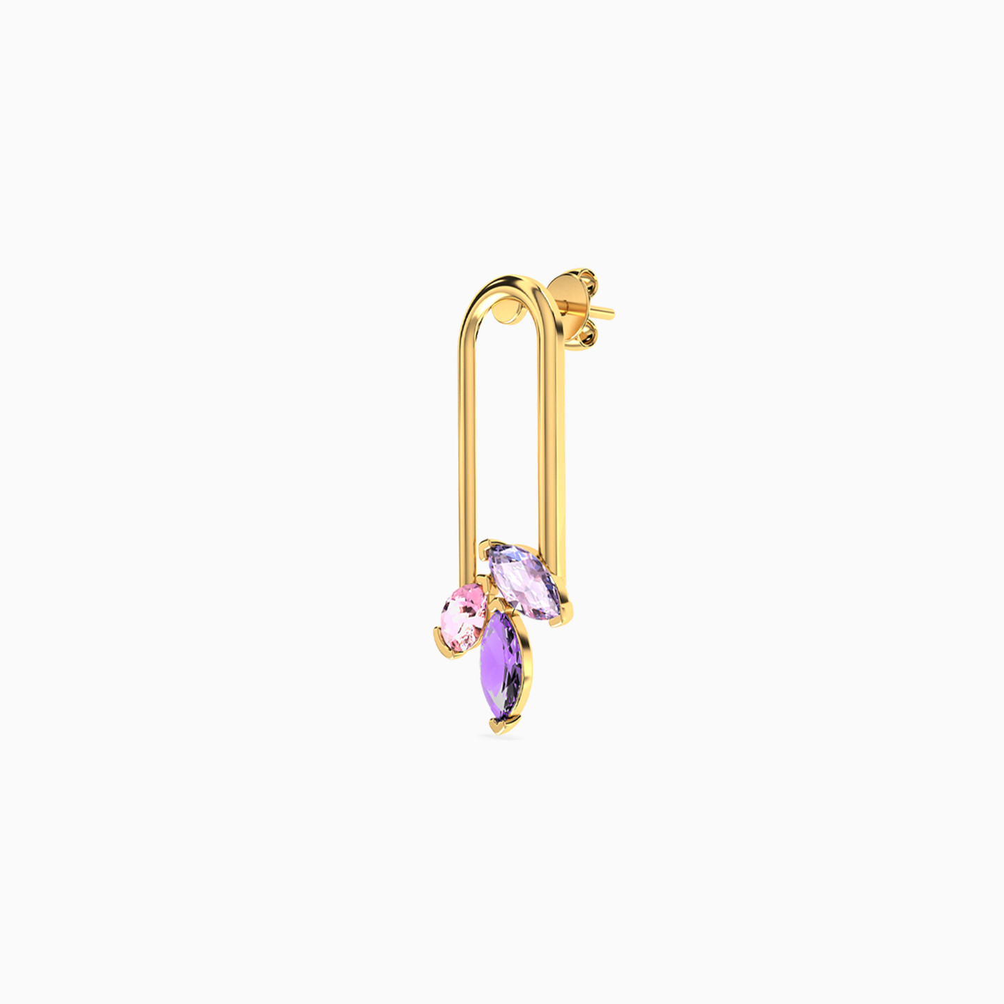 Oval Purple Stone Drop Earrings in 18K Gold - 3 Oval Purple Stone Drop Earrings in 18K Gold - 3