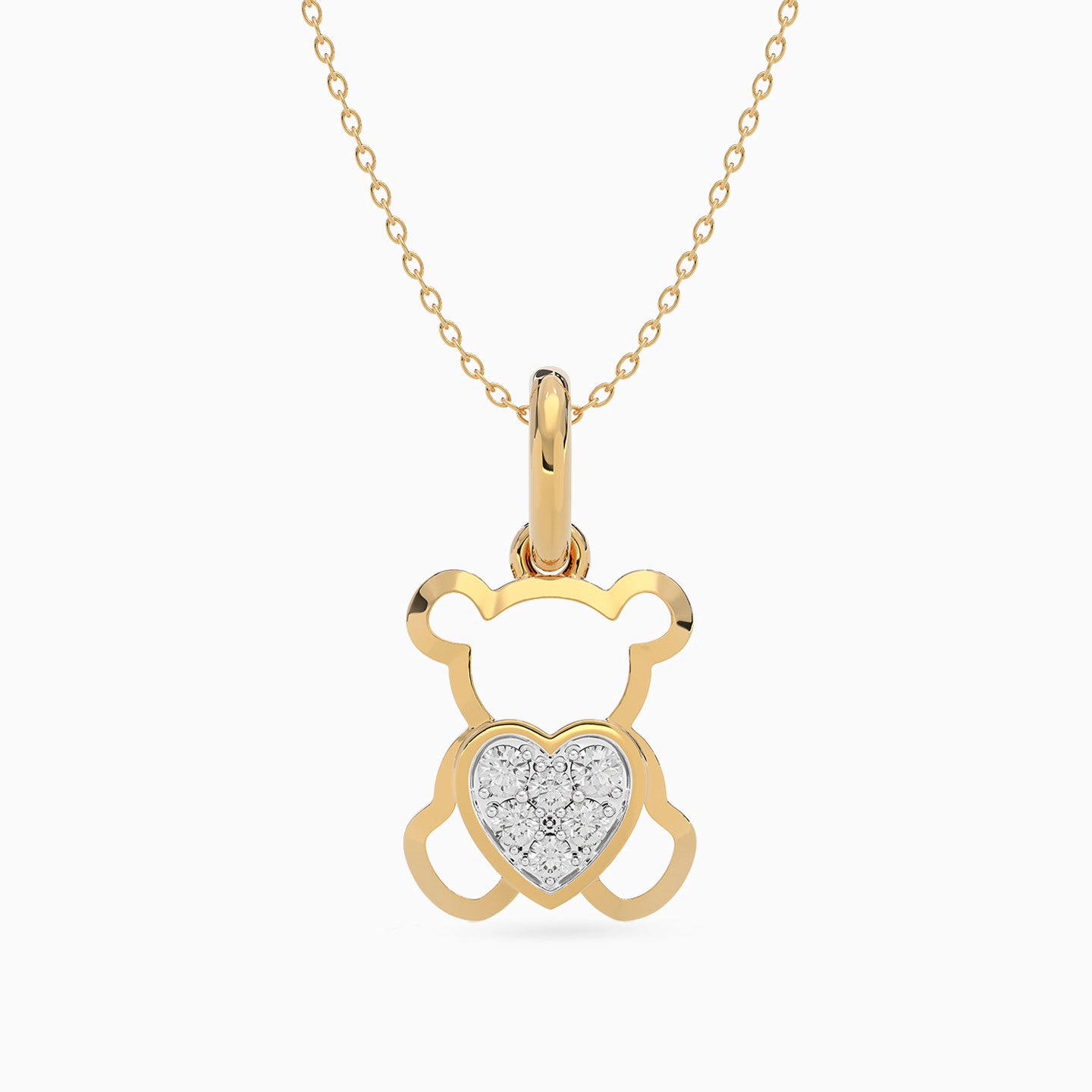 Kids Teddy Bear Diamonds Pendant in 18K Gold