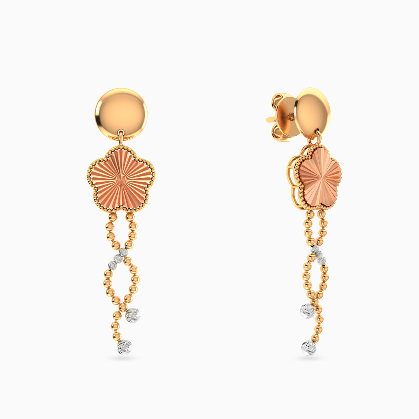 Flower Drop Earrings in 21K Gold Flower Drop Earrings in 21K Gold