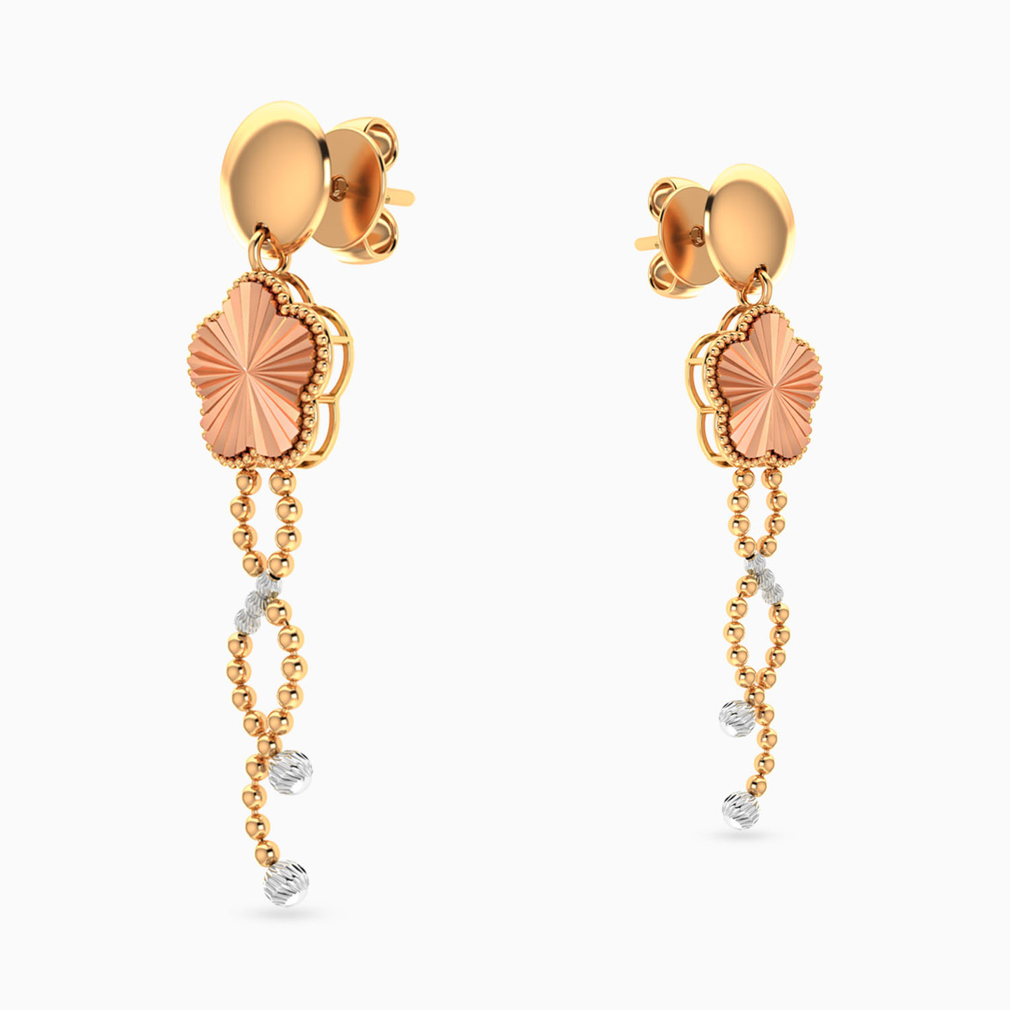 Flower Drop Earrings in 21K Gold - 4 Flower Drop Earrings in 21K Gold - 4