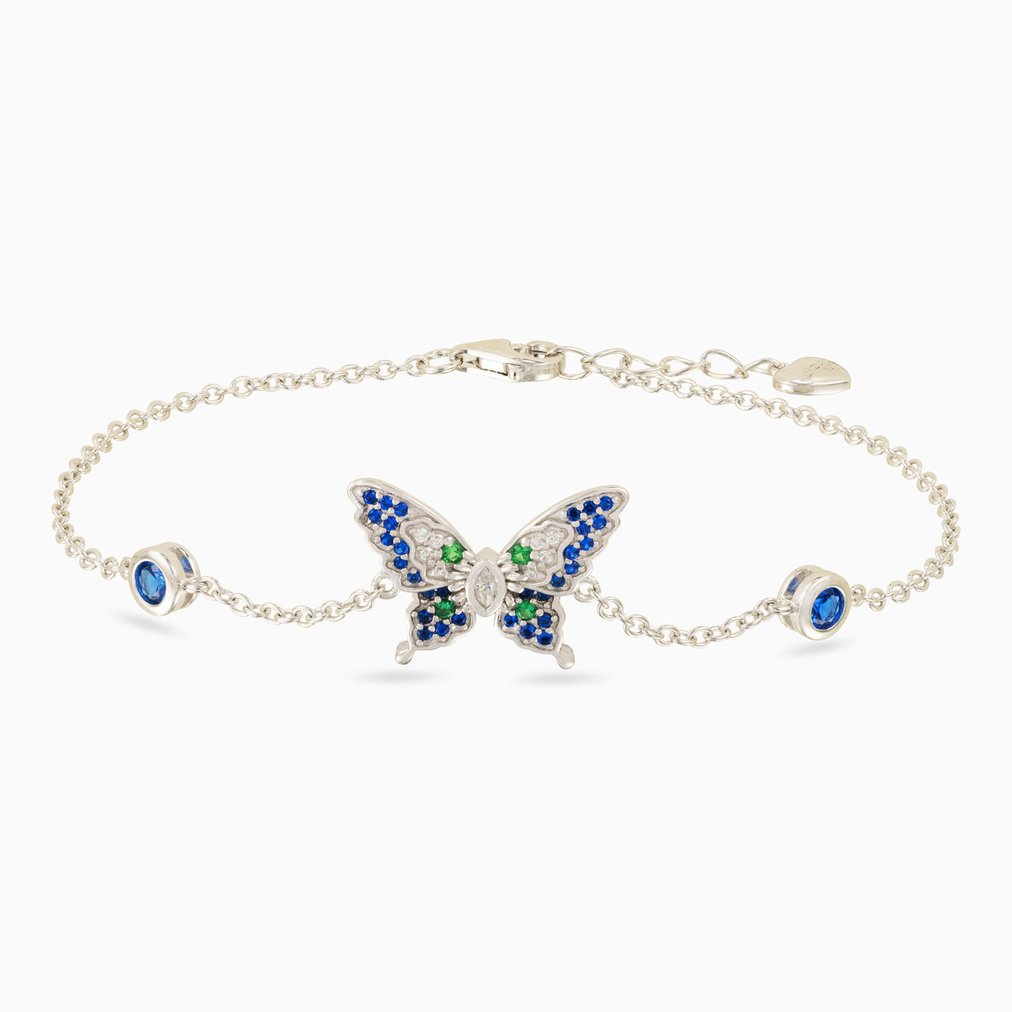 Butterfly Blue Stone Sterling Silver Chain Bracelet Butterfly Blue Stone Sterling Silver Chain Bracelet