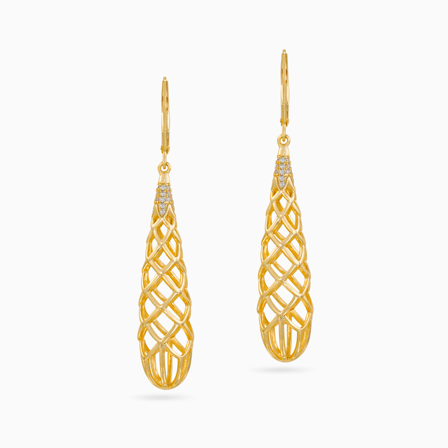 Pear Clear Stone Gold Plated Drop Earrings - 3 Pear Clear Stone Gold Plated Drop Earrings - 3