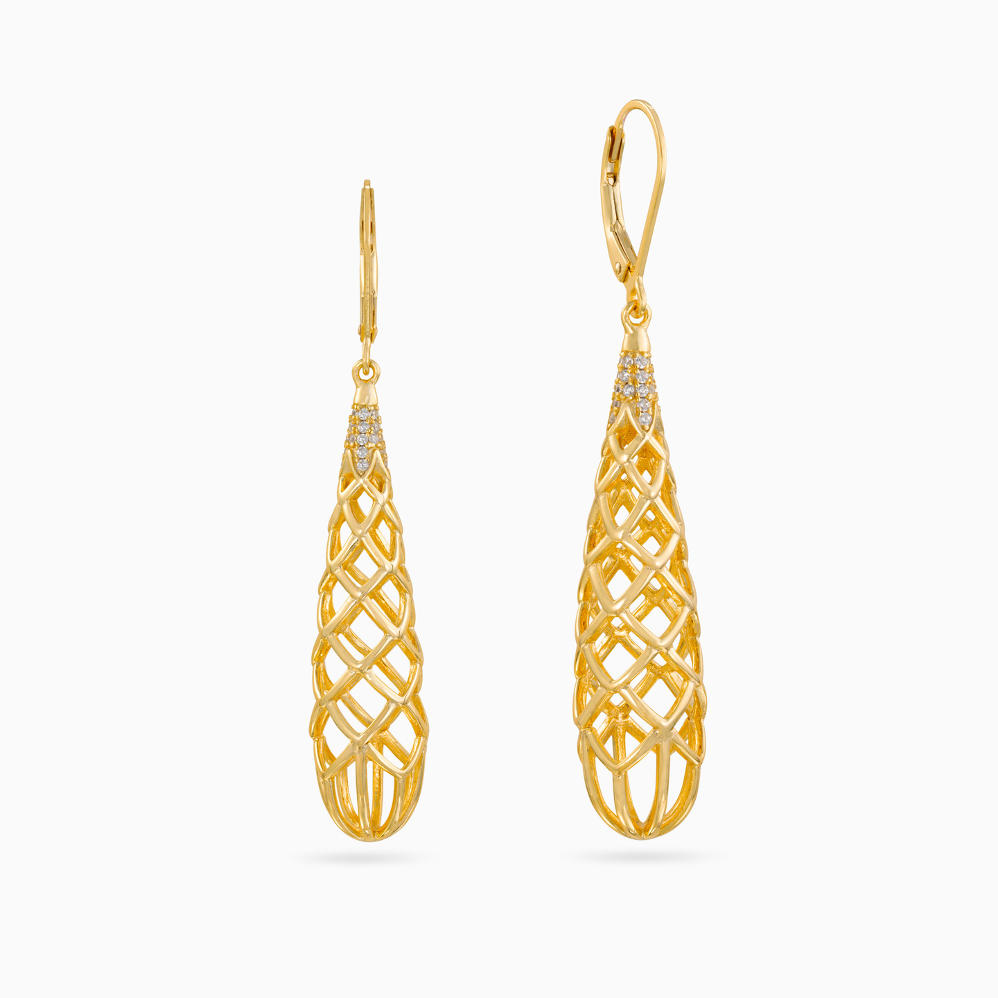 Pear Clear Stone Gold Plated Drop Earrings Pear Clear Stone Gold Plated Drop Earrings
