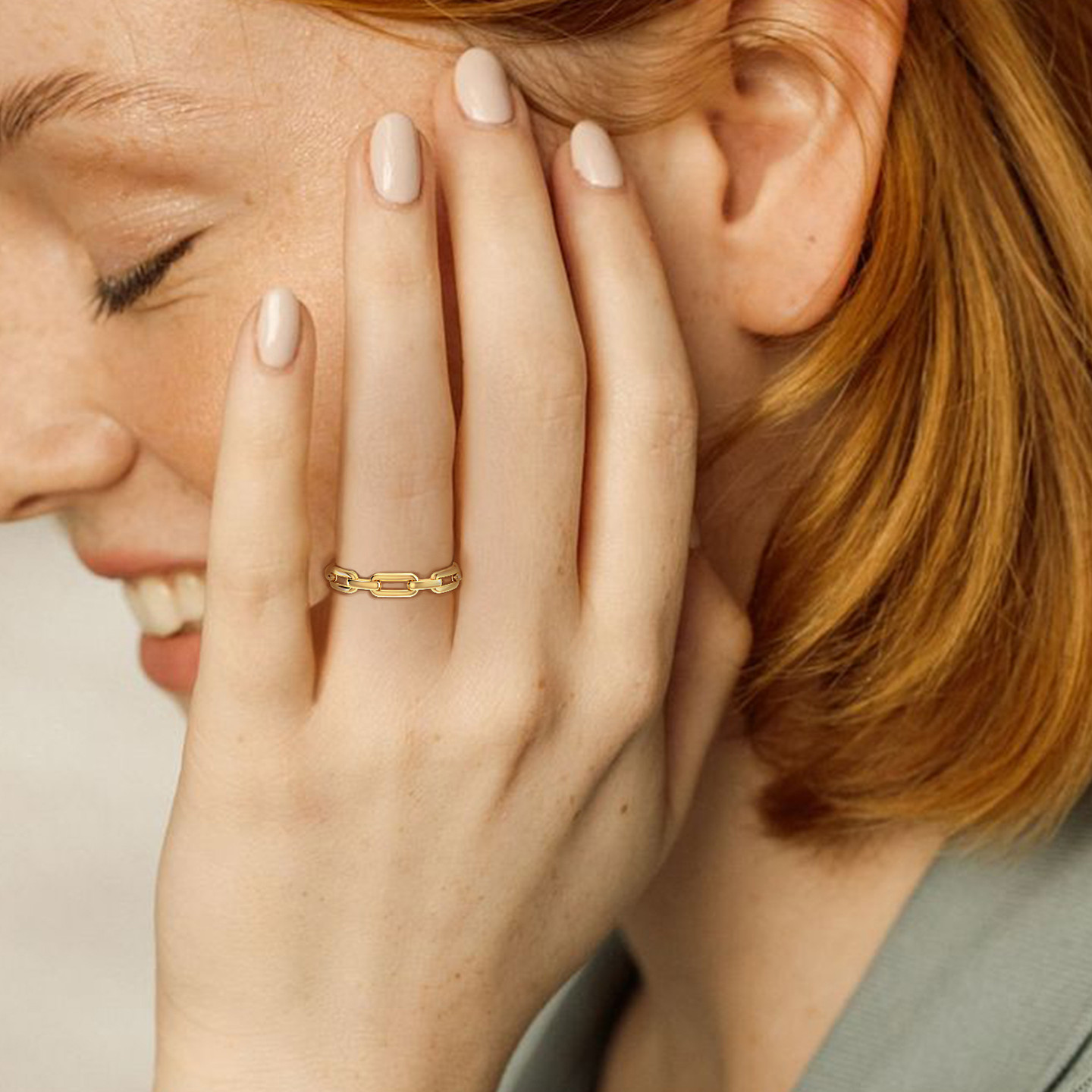 خاتم ستيتمنت ذهب عيار 18 قيراط شكل سلسلة - 2 خاتم ستيتمنت ذهب عيار 18 قيراط شكل سلسلة - 2