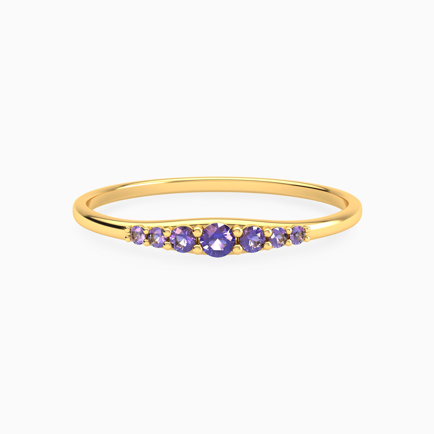 Round Shaped Purple Stone Statement Ring in 18K Gold