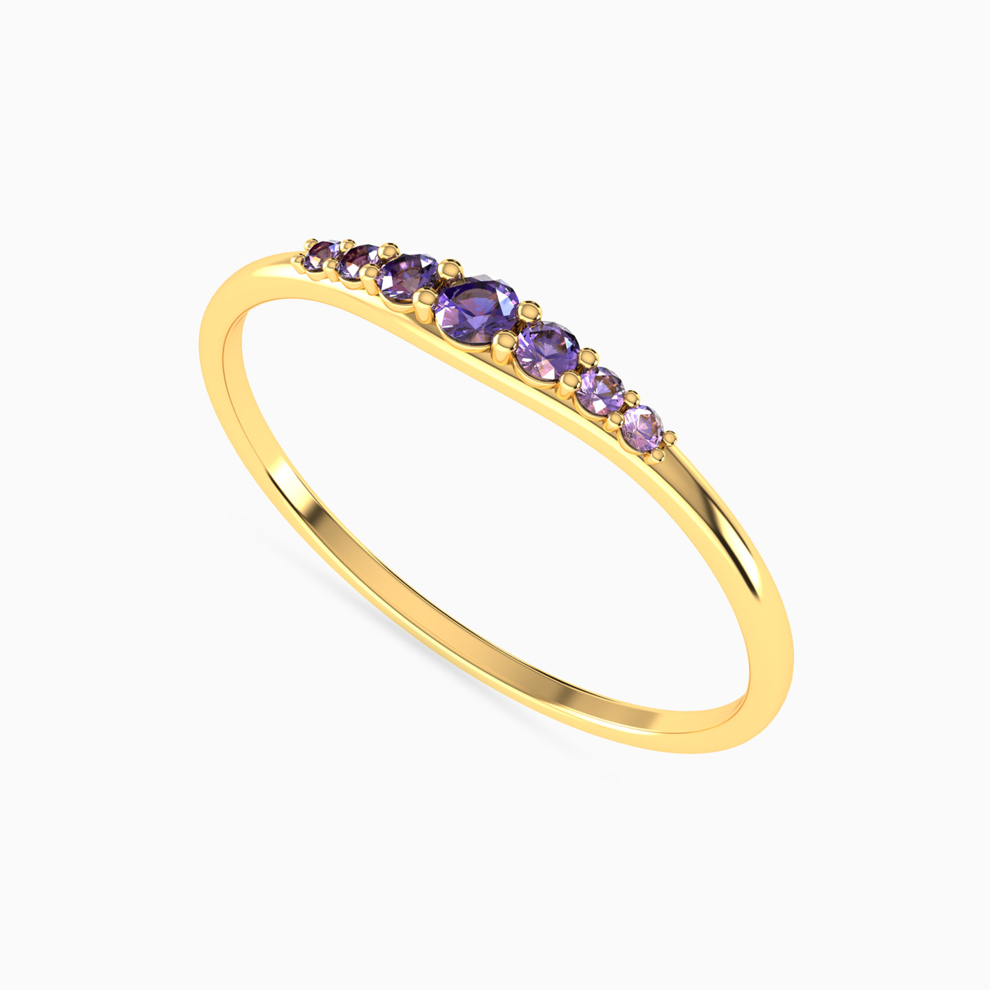 Round Shaped Purple Stone Statement Ring in 18K Gold - 3