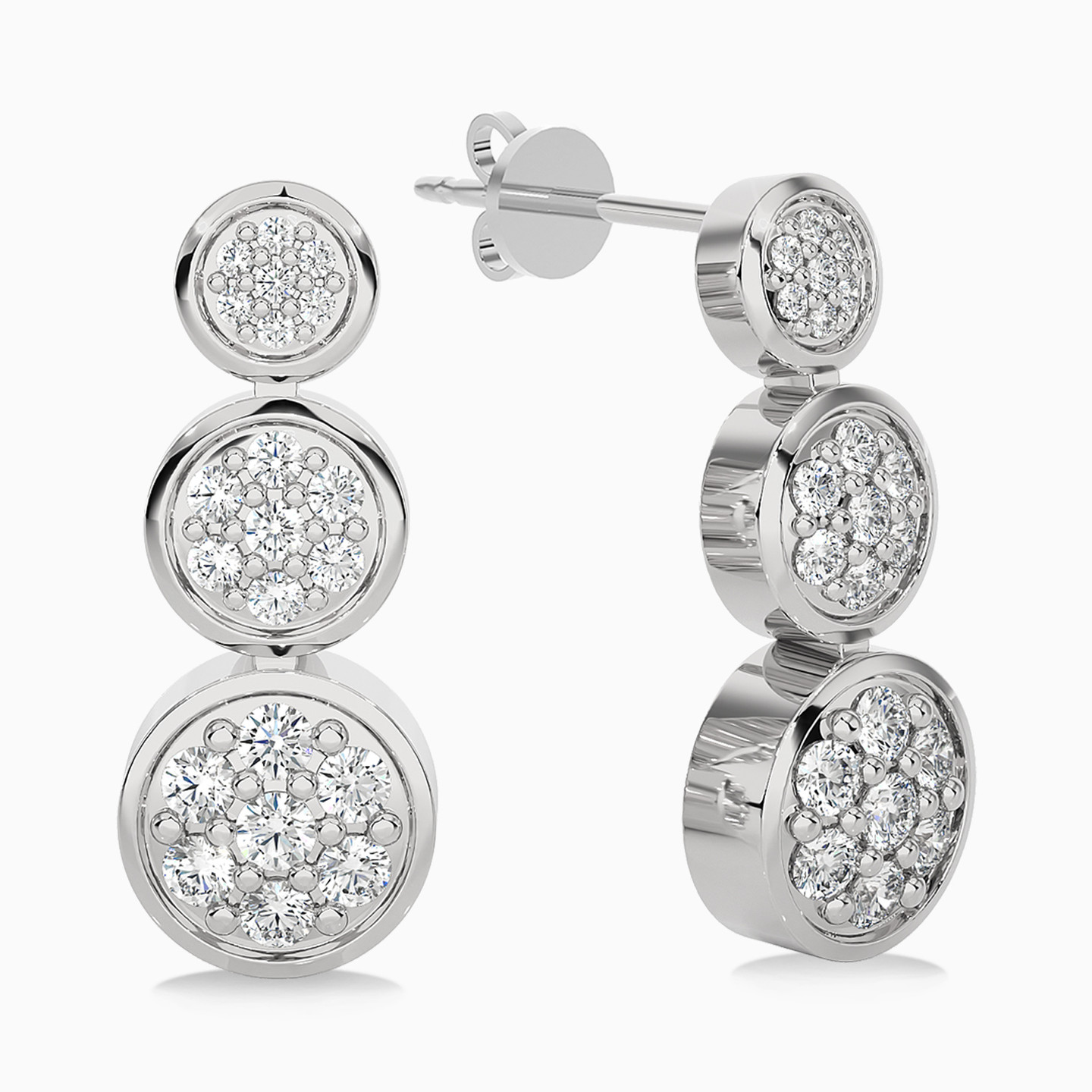 Circle Diamond Stud Earrings in 18K Gold - 2 Circle Diamond Stud Earrings in 18K Gold - 2