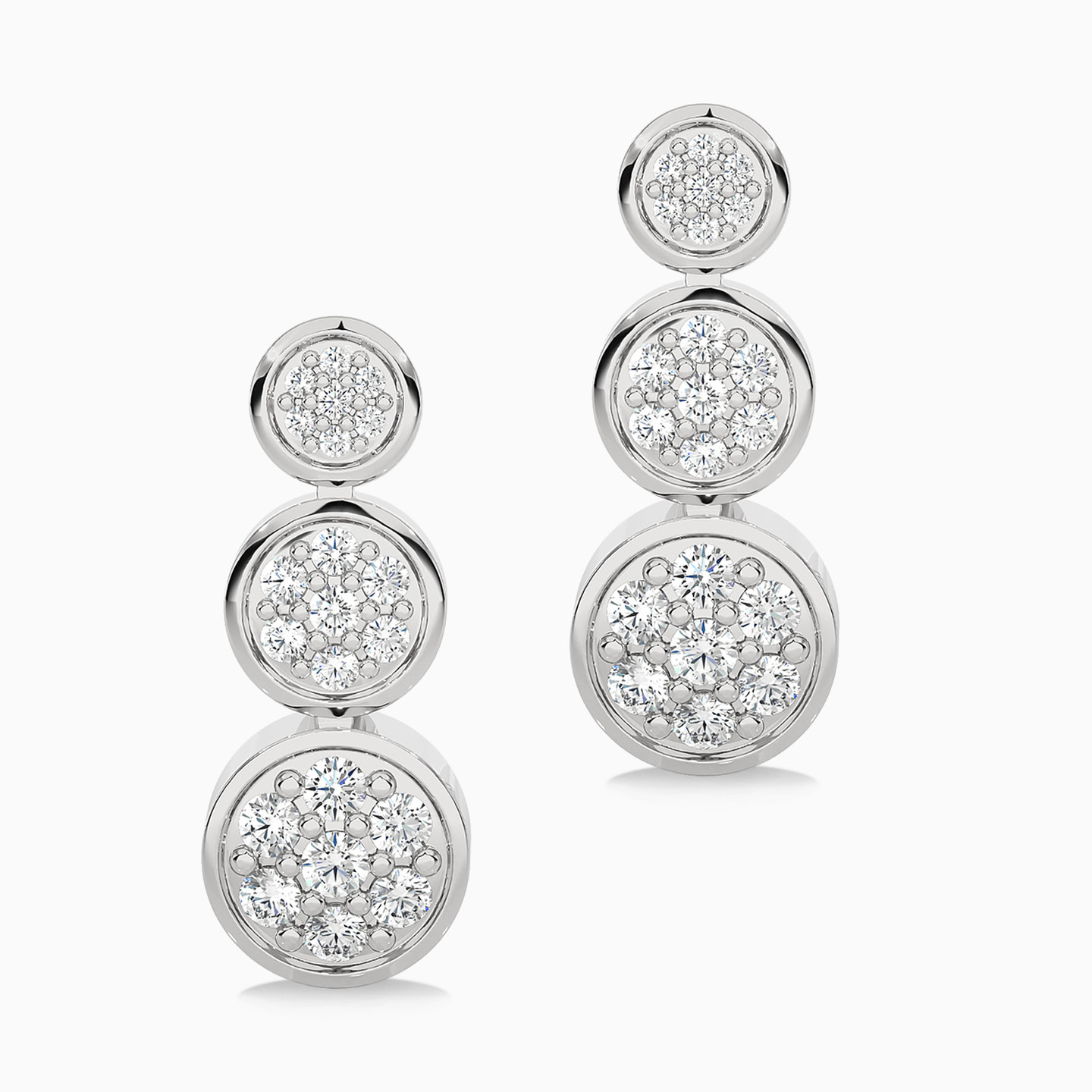 Circle Diamond Stud Earrings in 18K Gold - 4 Circle Diamond Stud Earrings in 18K Gold - 4