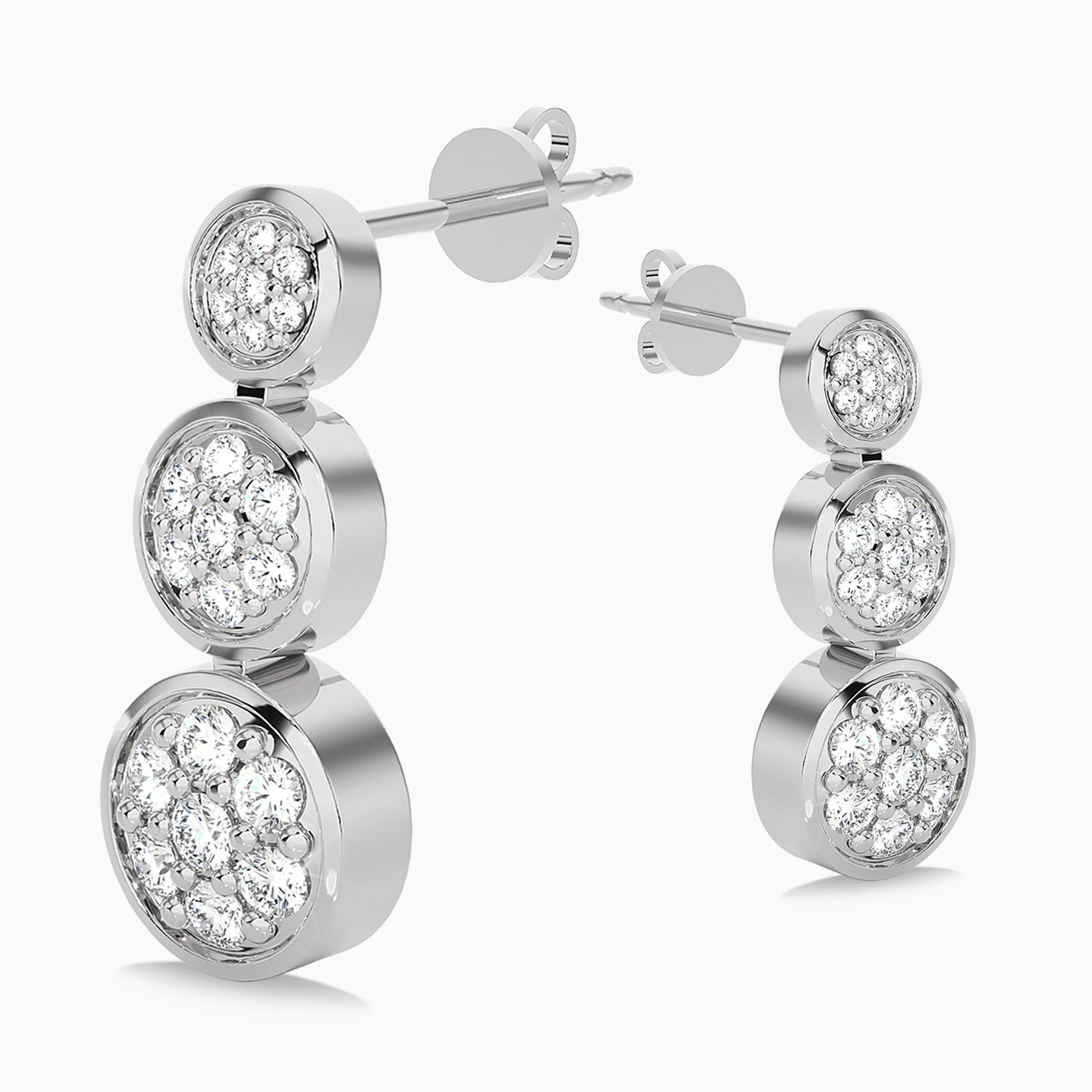 Circle Diamond Stud Earrings in 18K Gold - 5 Circle Diamond Stud Earrings in 18K Gold - 5