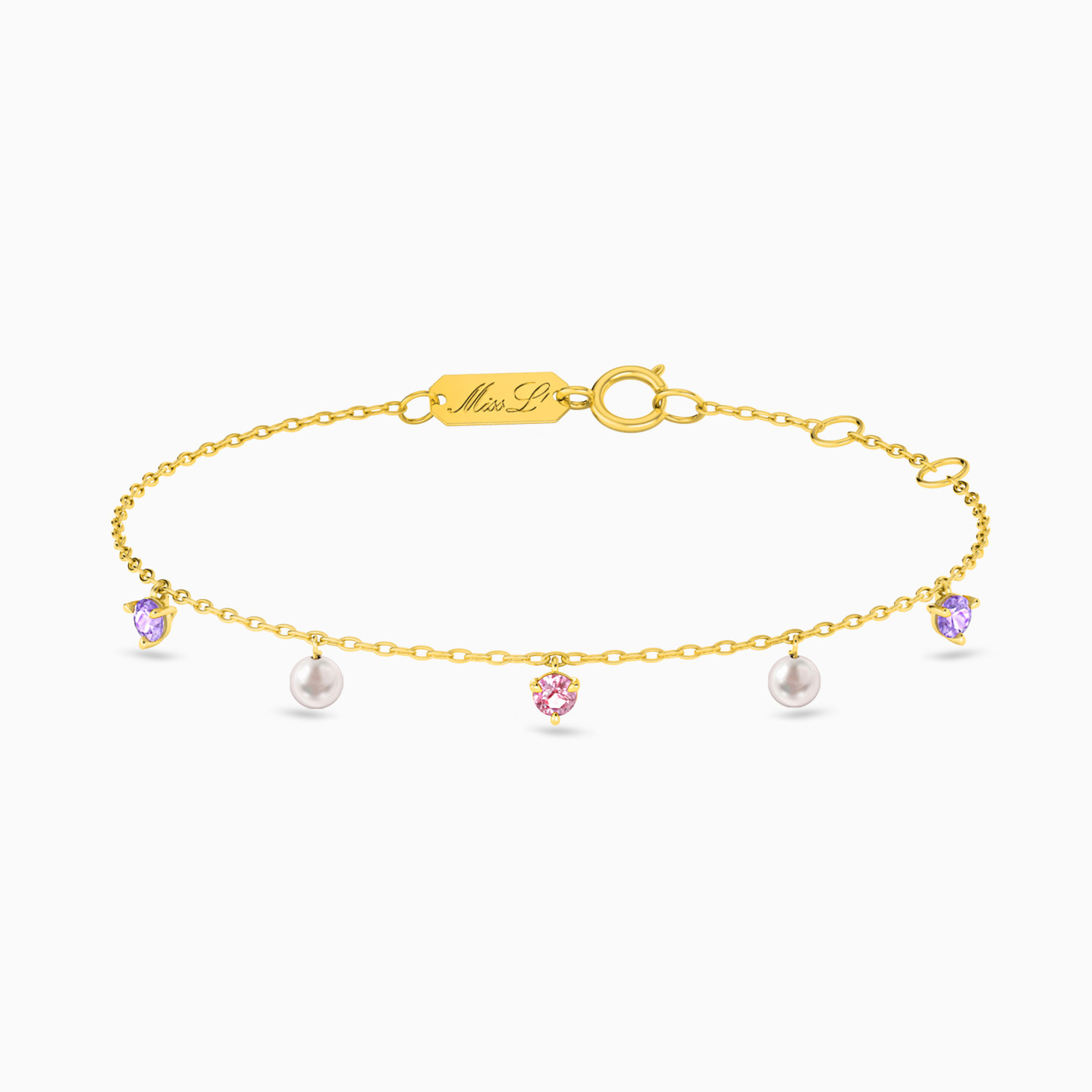 18K Gold Colored Stones Chain Anklet