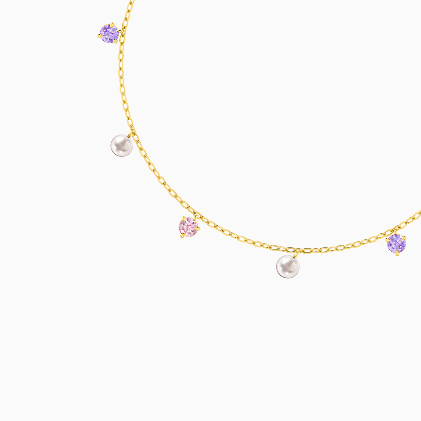 18K Gold Colored Stones Chain Anklet - 3