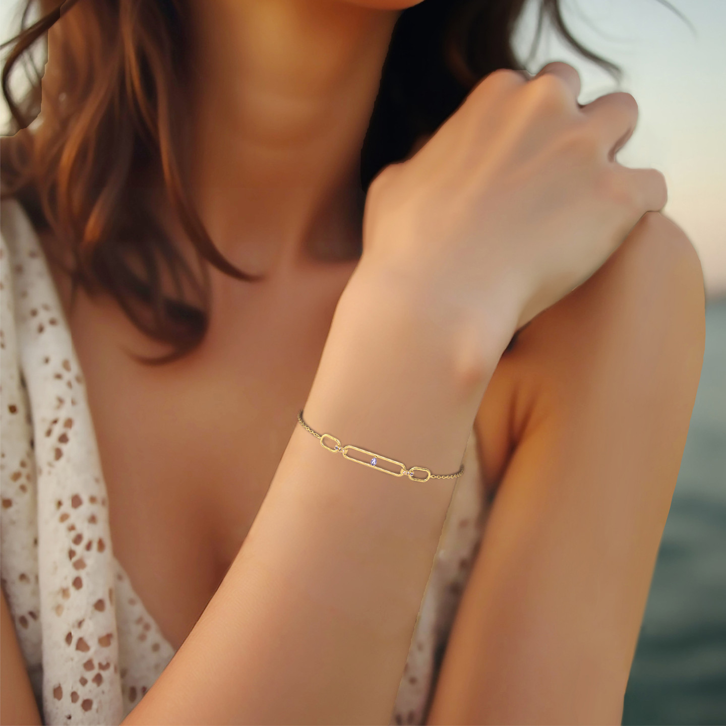 Links Purple Stone Chain Bracelet in 18K Gold - 4