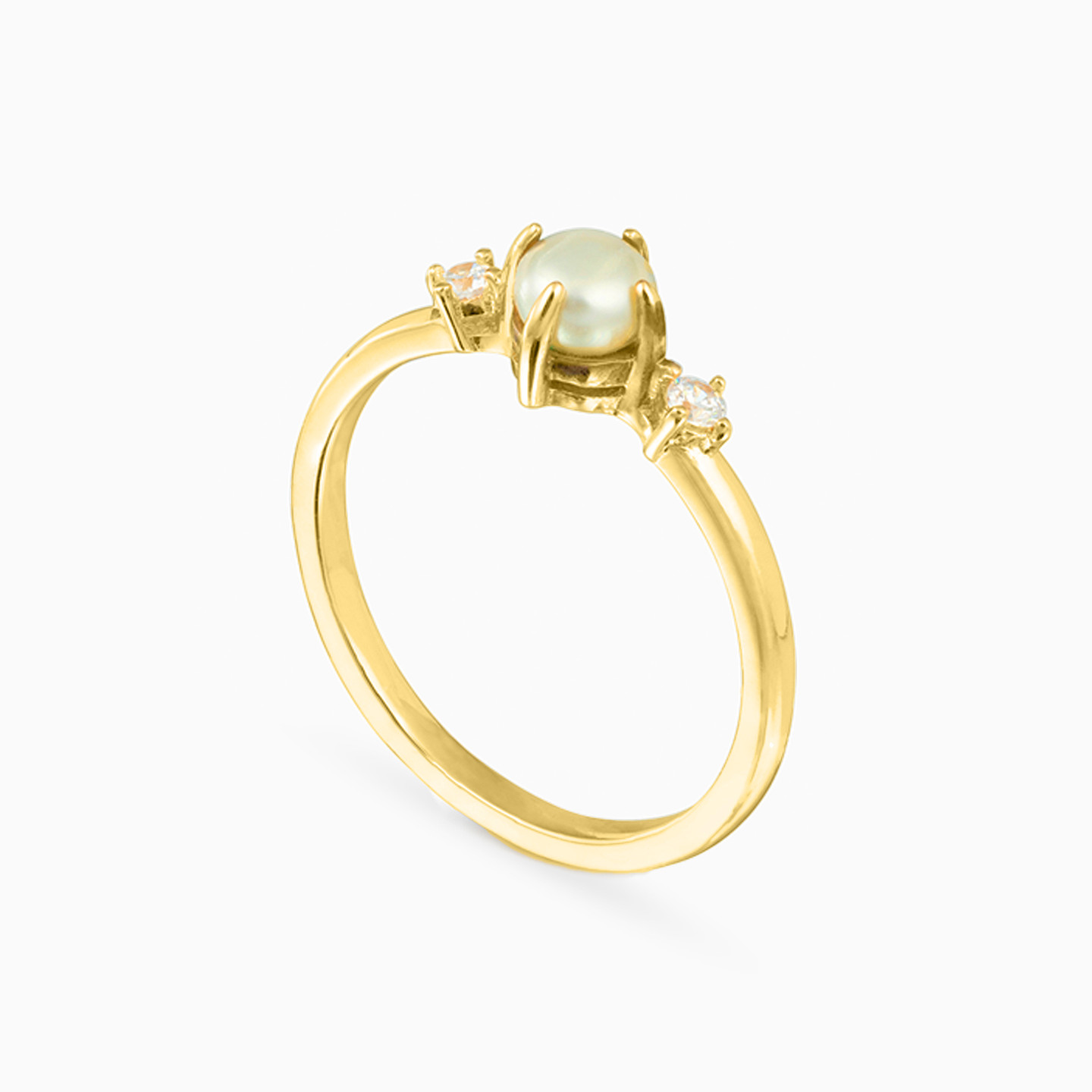 Circle Pearl & Colored Stones Gold Plated Ring - 2 Circle Pearl & Colored Stones Gold Plated Ring - 2