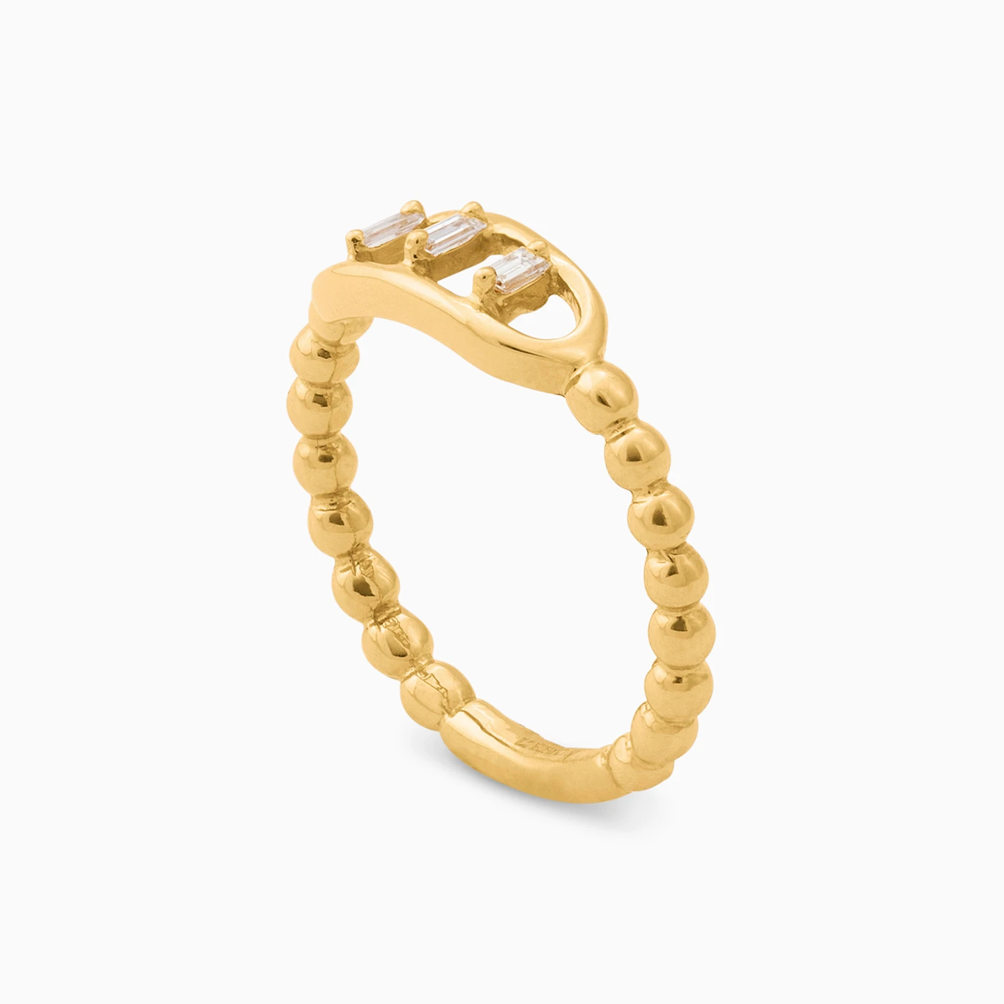 Oval Clear Stone Ring in 18K Gold - 2 Oval Clear Stone Ring in 18K Gold - 2