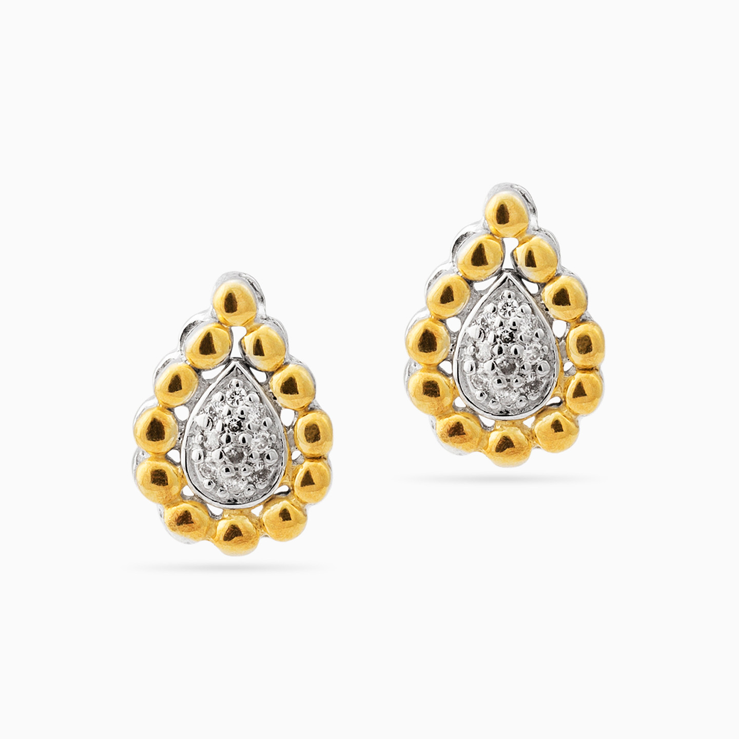 Pear Colored Stones Stud Earrings in 18K Gold