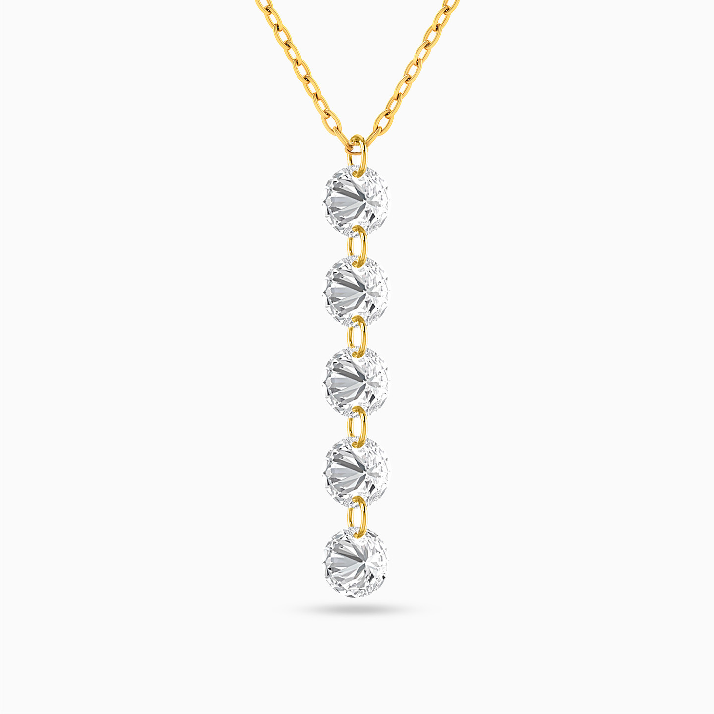 Round Cubic Zirconia Necklace in 18K Gold Round Cubic Zirconia Necklace in 18K Gold