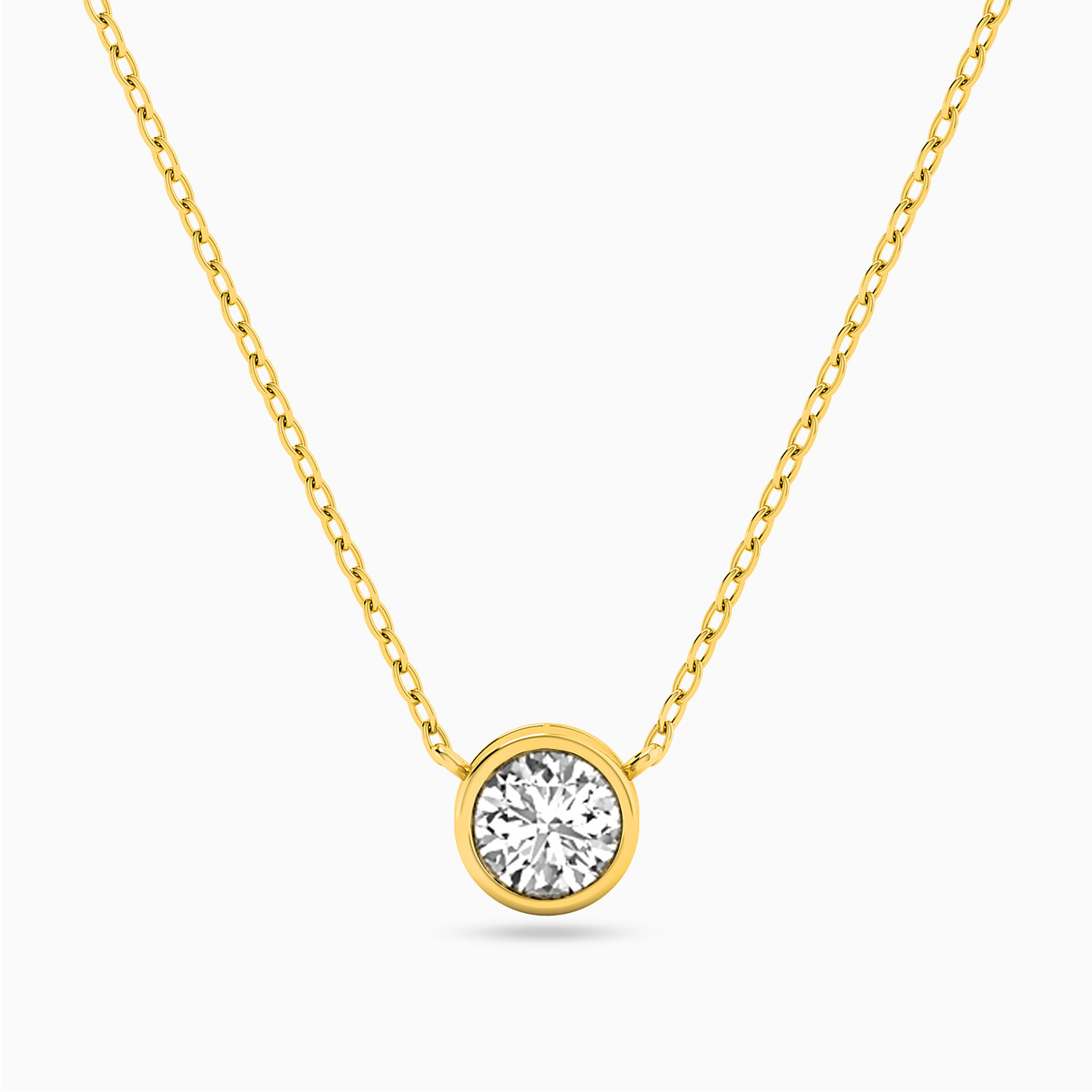 Round Cubic Zirconia Necklace in 18K Gold Round Cubic Zirconia Necklace in 18K Gold