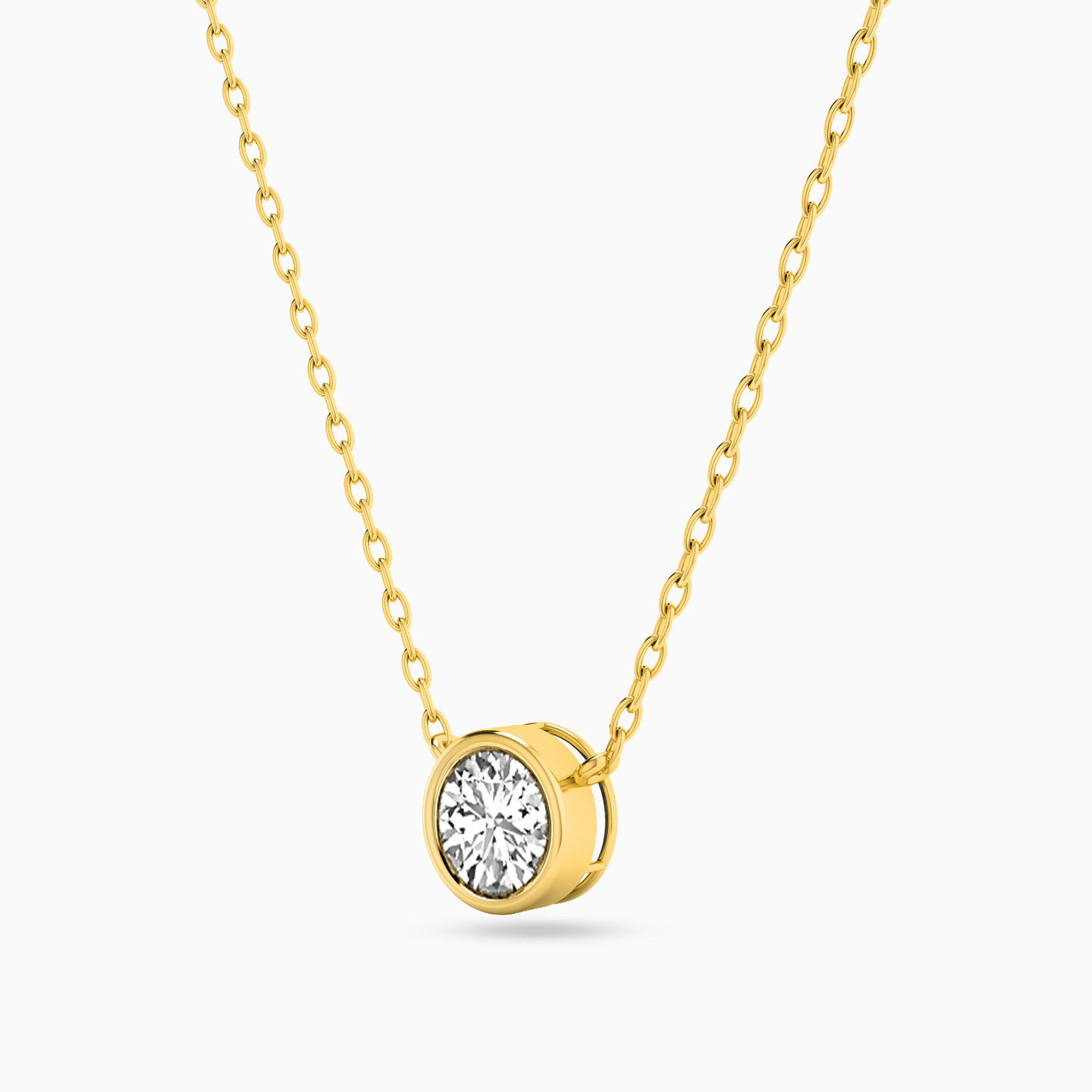 Round Cubic Zirconia Necklace in 18K Gold - 2 Round Cubic Zirconia Necklace in 18K Gold - 2