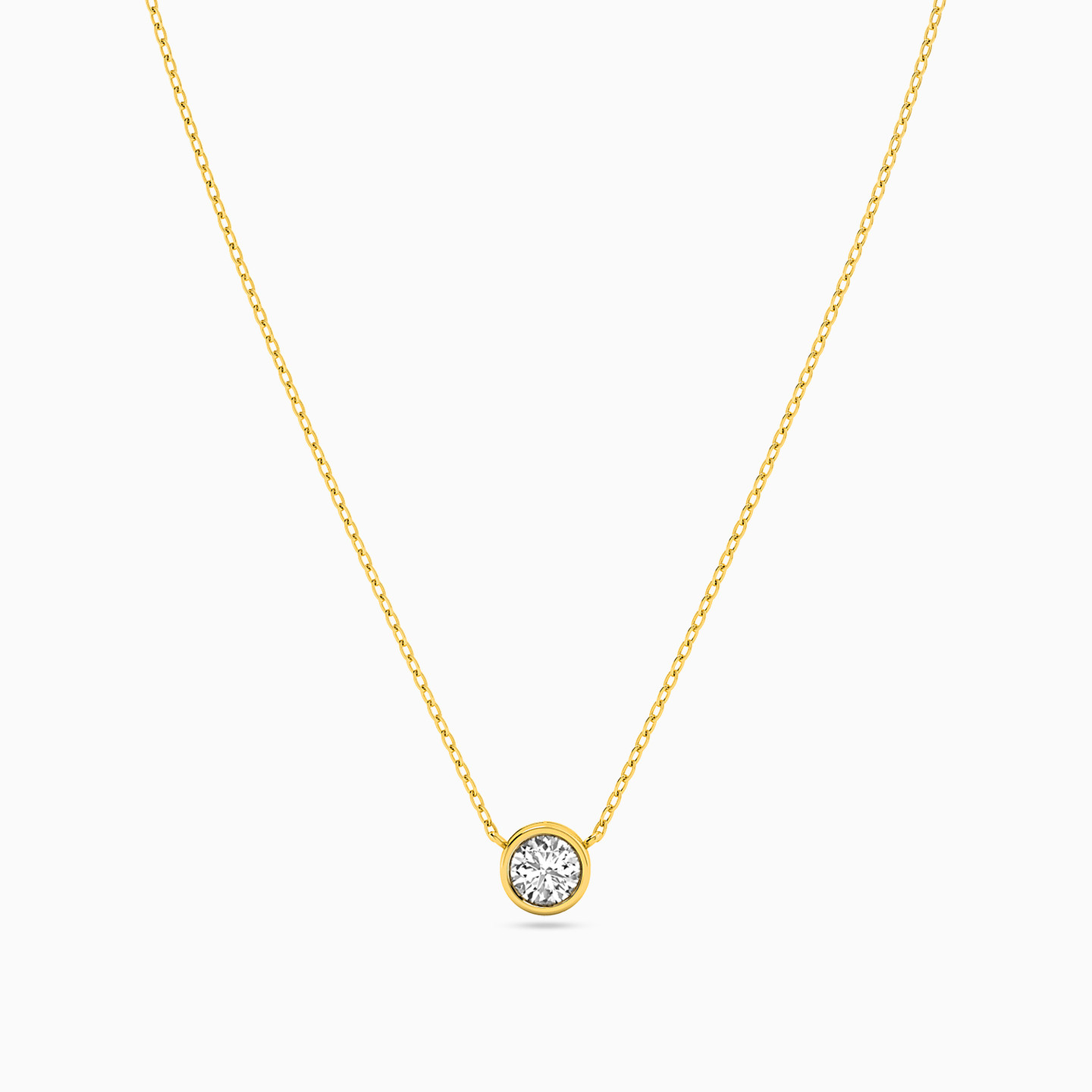 Round Cubic Zirconia Necklace in 18K Gold - 3 Round Cubic Zirconia Necklace in 18K Gold - 3
