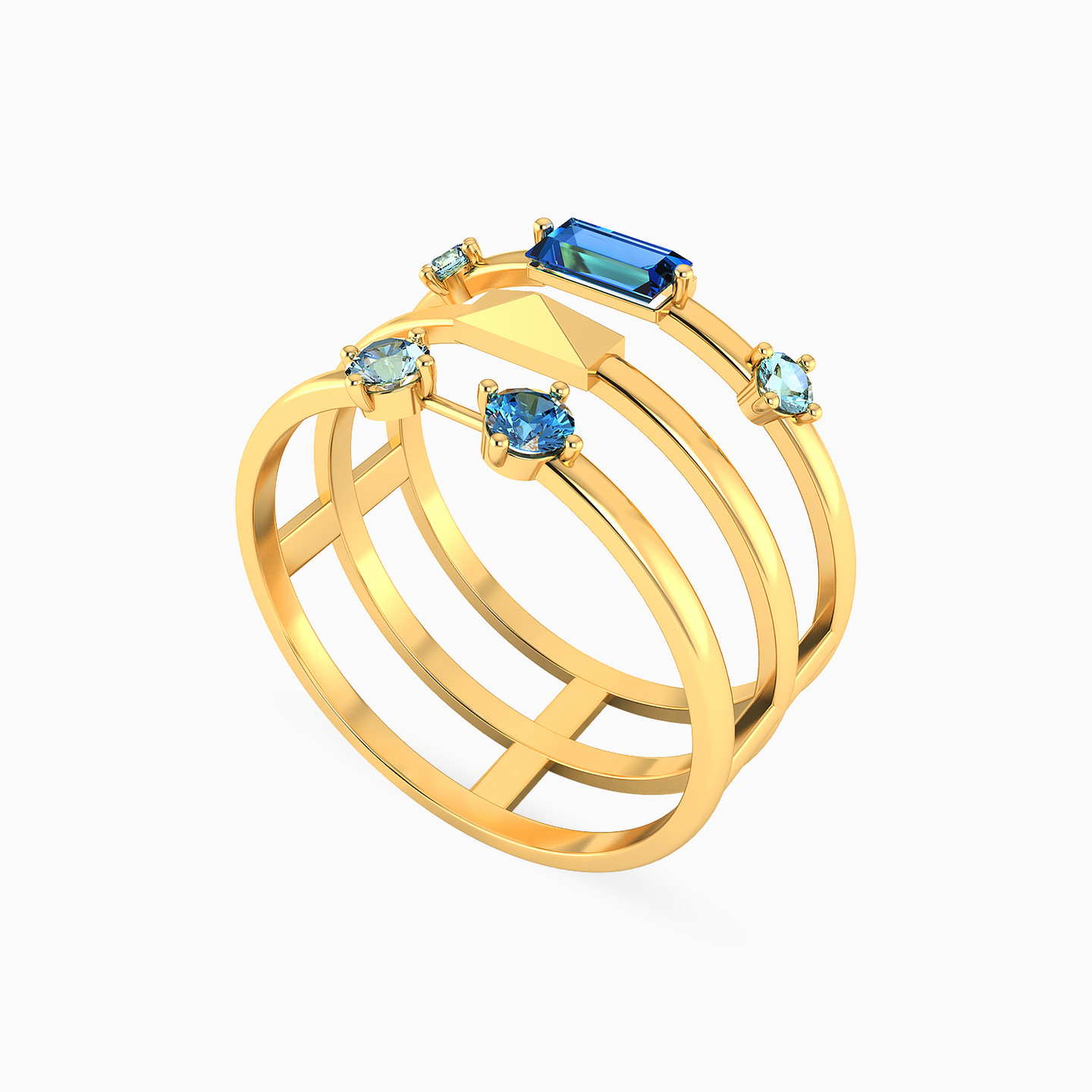 Layered Blue Stone Ring in 18K Gold - 2 Layered Blue Stone Ring in 18K Gold - 2