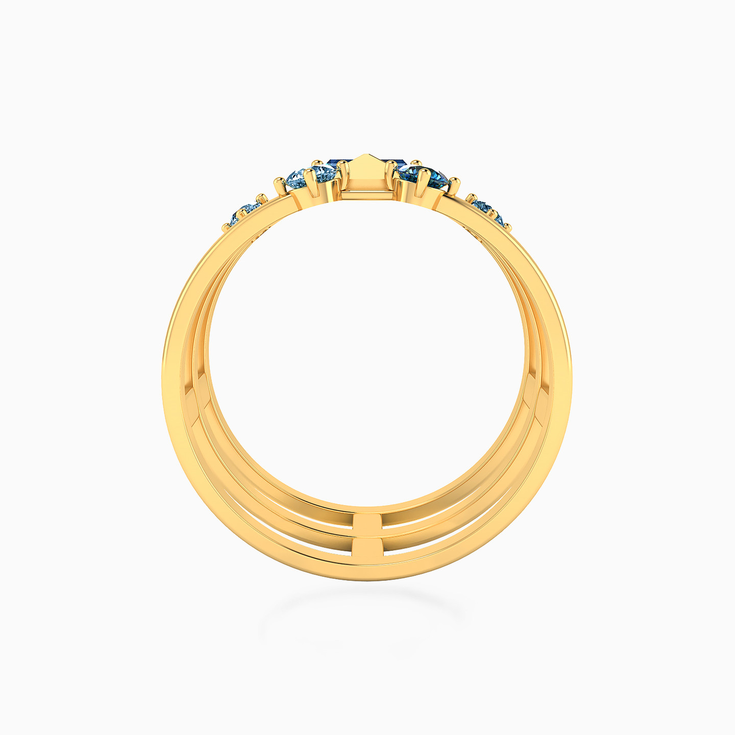 Layered Blue Stone Ring in 18K Gold - 3 Layered Blue Stone Ring in 18K Gold - 3