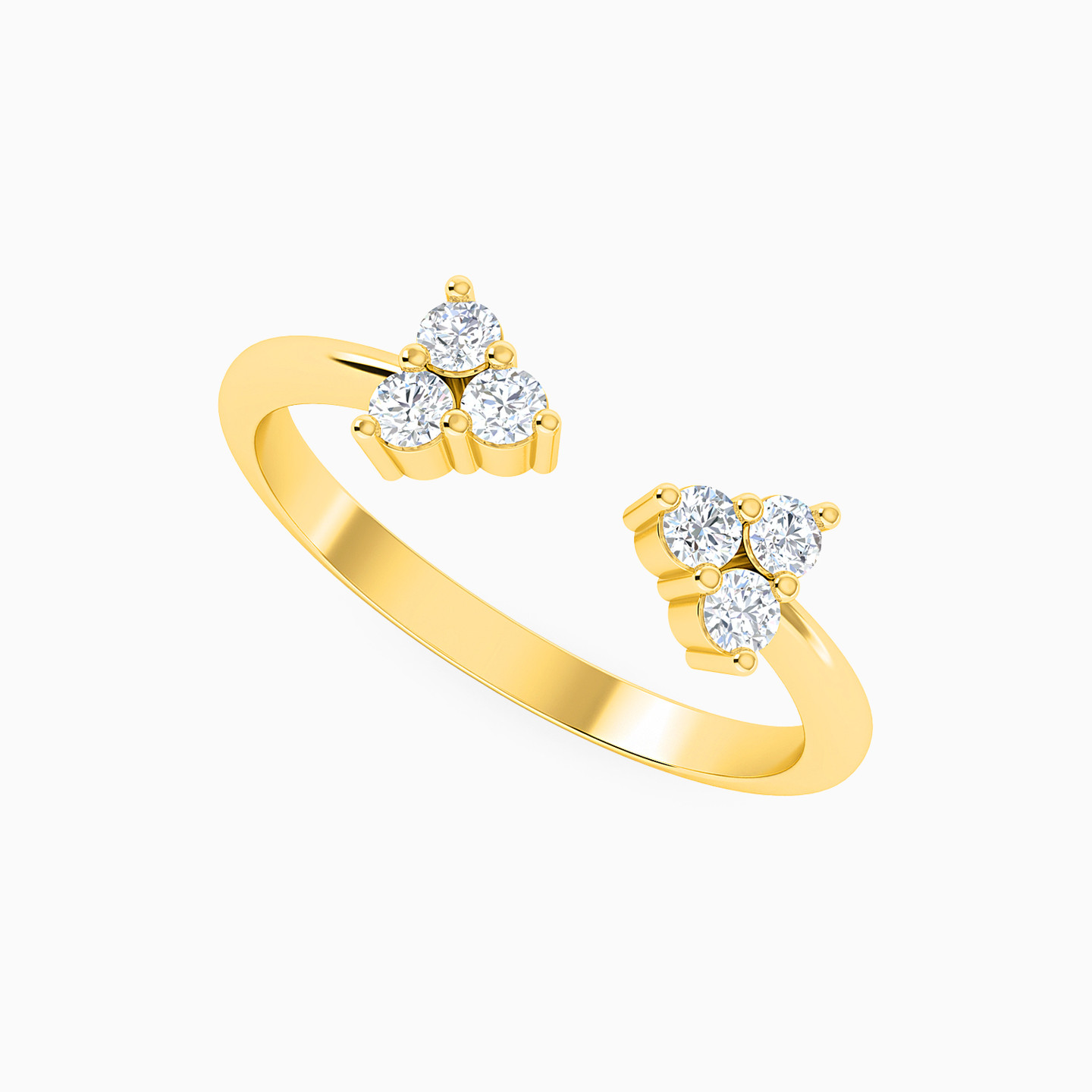 Triangle Diamonds Two headed Ring in 18K Gold - 2 Triangle Diamonds Two headed Ring in 18K Gold - 2