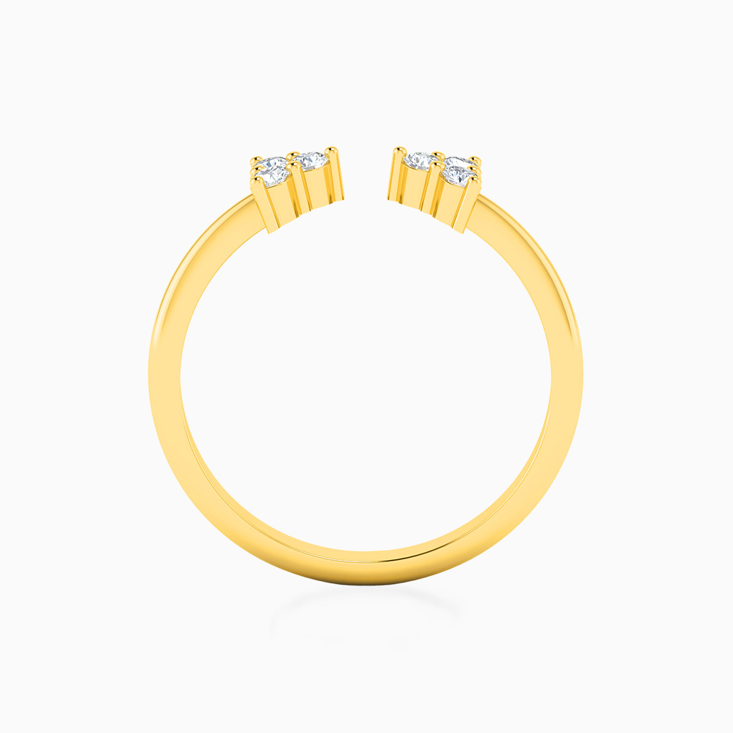 Triangle Diamonds Two headed Ring in 18K Gold - 3 Triangle Diamonds Two headed Ring in 18K Gold - 3