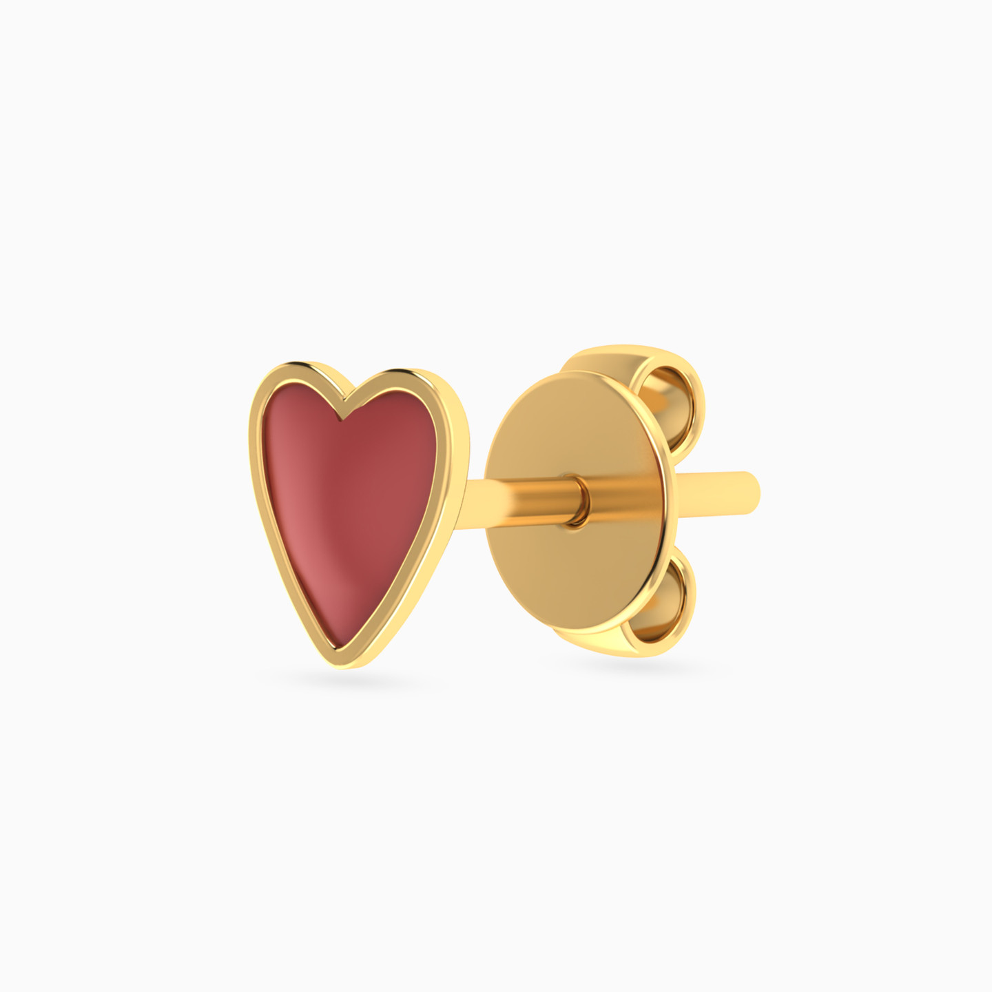 Kids Heart Enamel Coated Stud Earrings in 18K Gold - 3 Kids Heart Enamel Coated Stud Earrings in 18K Gold - 3