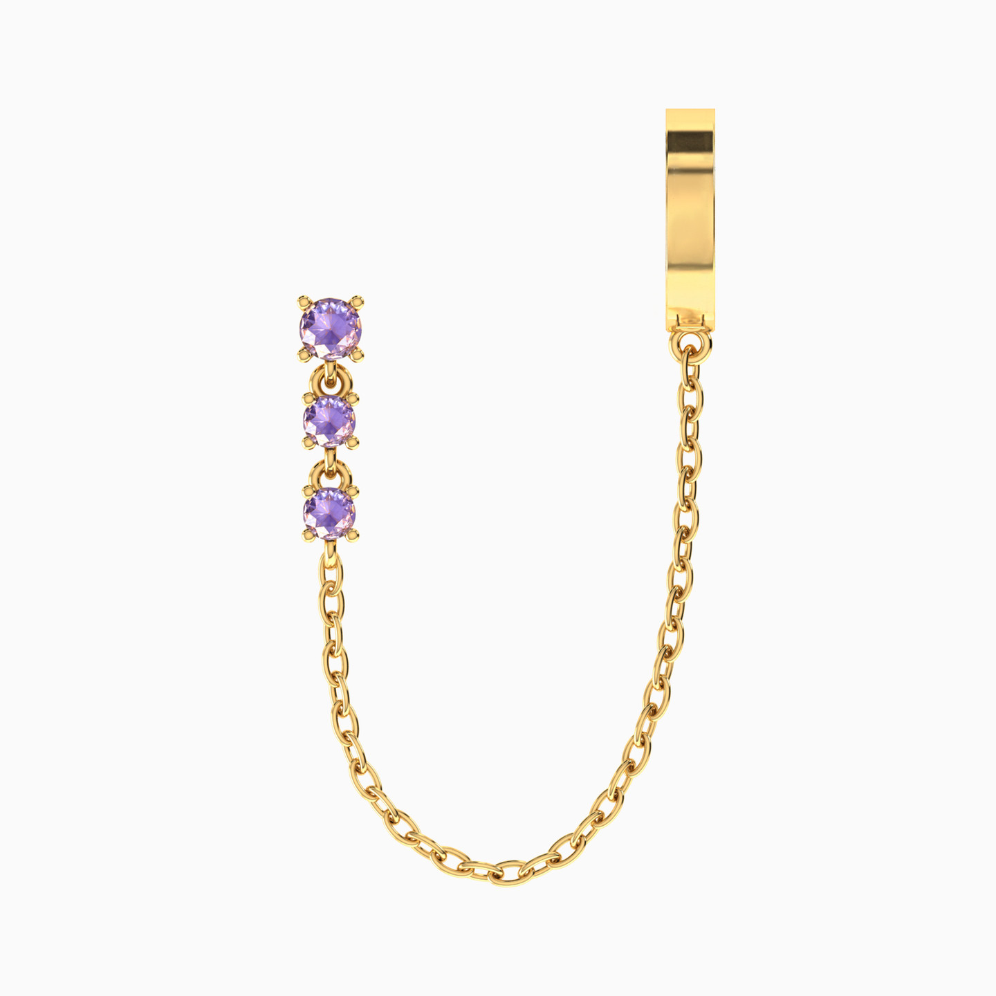 Round Shaped Purple Stone Drop Earring in 18K Gold - 1 Piece - 4 Round Shaped Purple Stone Drop Earring in 18K Gold - 1 Piece - 4