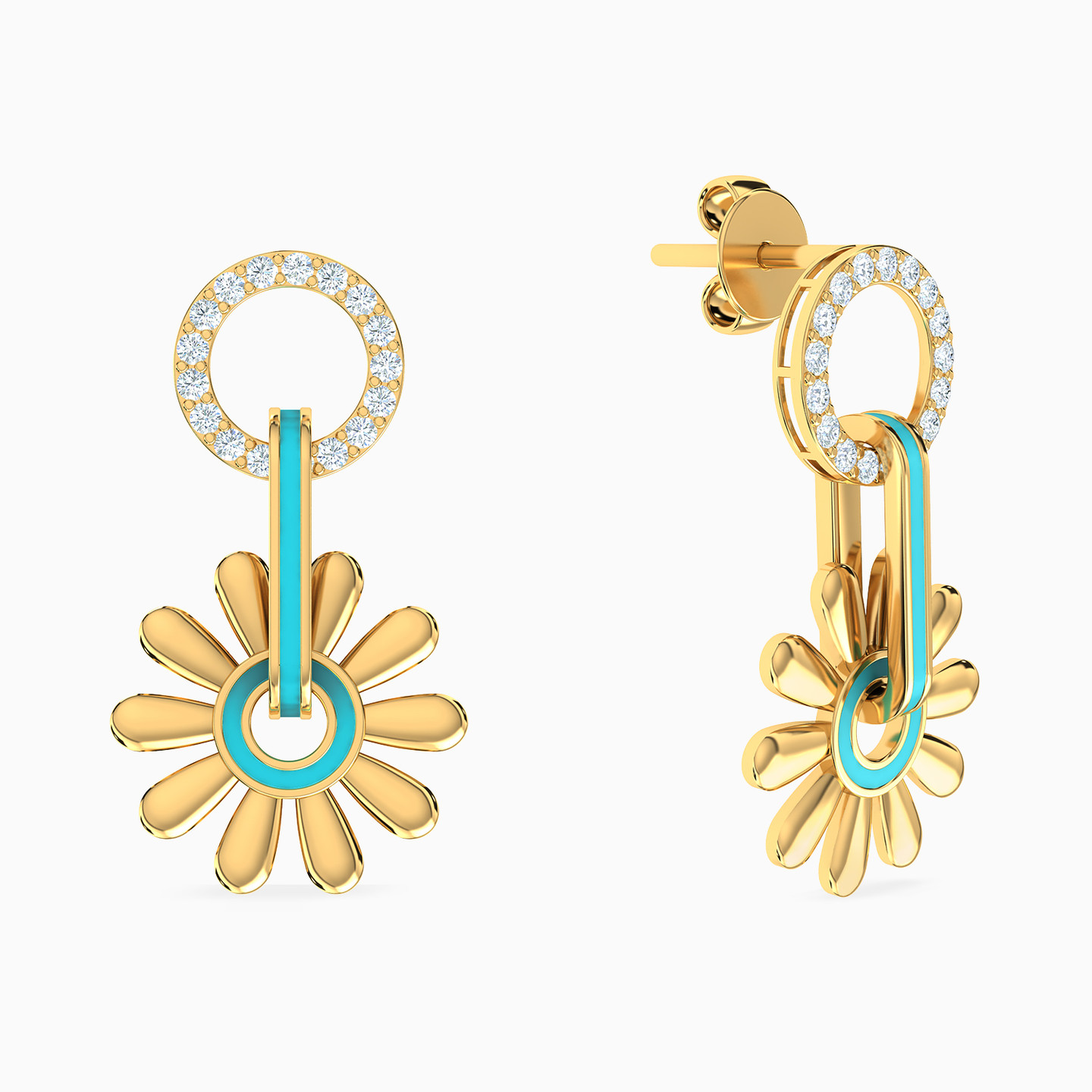 Daisy Flower Jewelry Set in 18K Gold (4 Pieces) - 5 Daisy Flower Jewelry Set in 18K Gold (4 Pieces) - 5