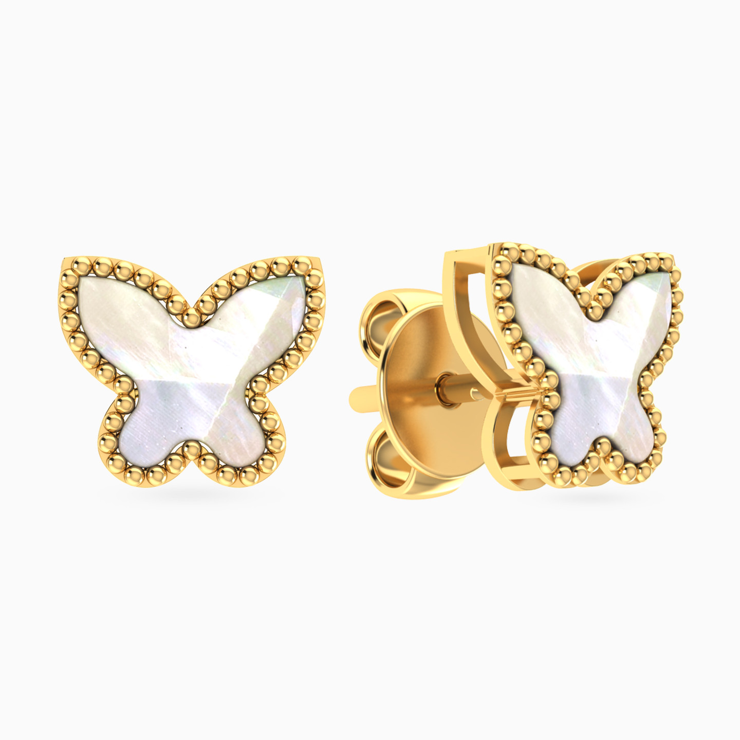 Kids Butterfly Pearls Stud Earrings in 18K Gold - 2 Kids Butterfly Pearls Stud Earrings in 18K Gold - 2