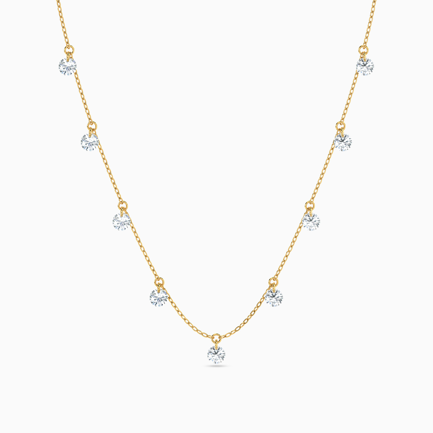 Circle Shaped Cubic Zirconia on 18K Gold Chain - 3