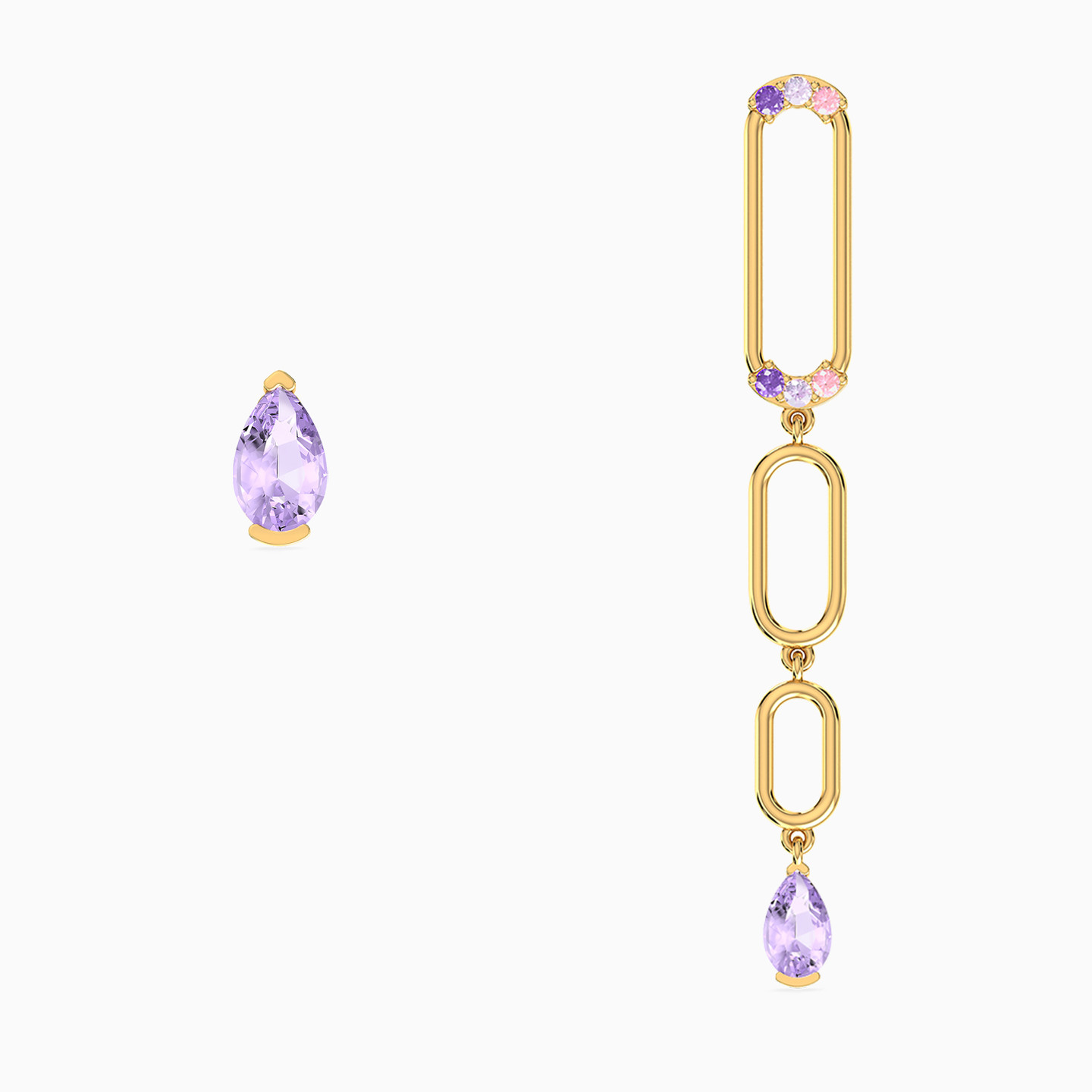 Pear Colored Stones Stud & Drop Earrings in 18K Gold