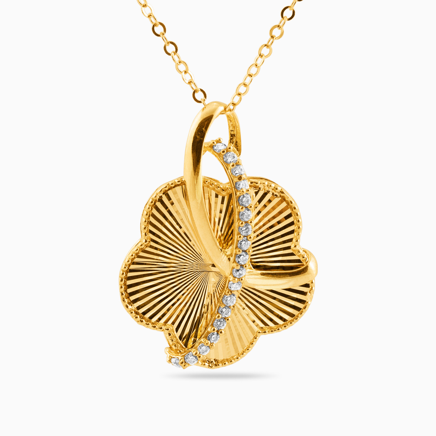 سلسلة ذهب زهرة عيار 21 قيراط مزينة بأحجار الزركون سلسلة ذهب زهرة عيار 21 قيراط مزينة بأحجار الزركون