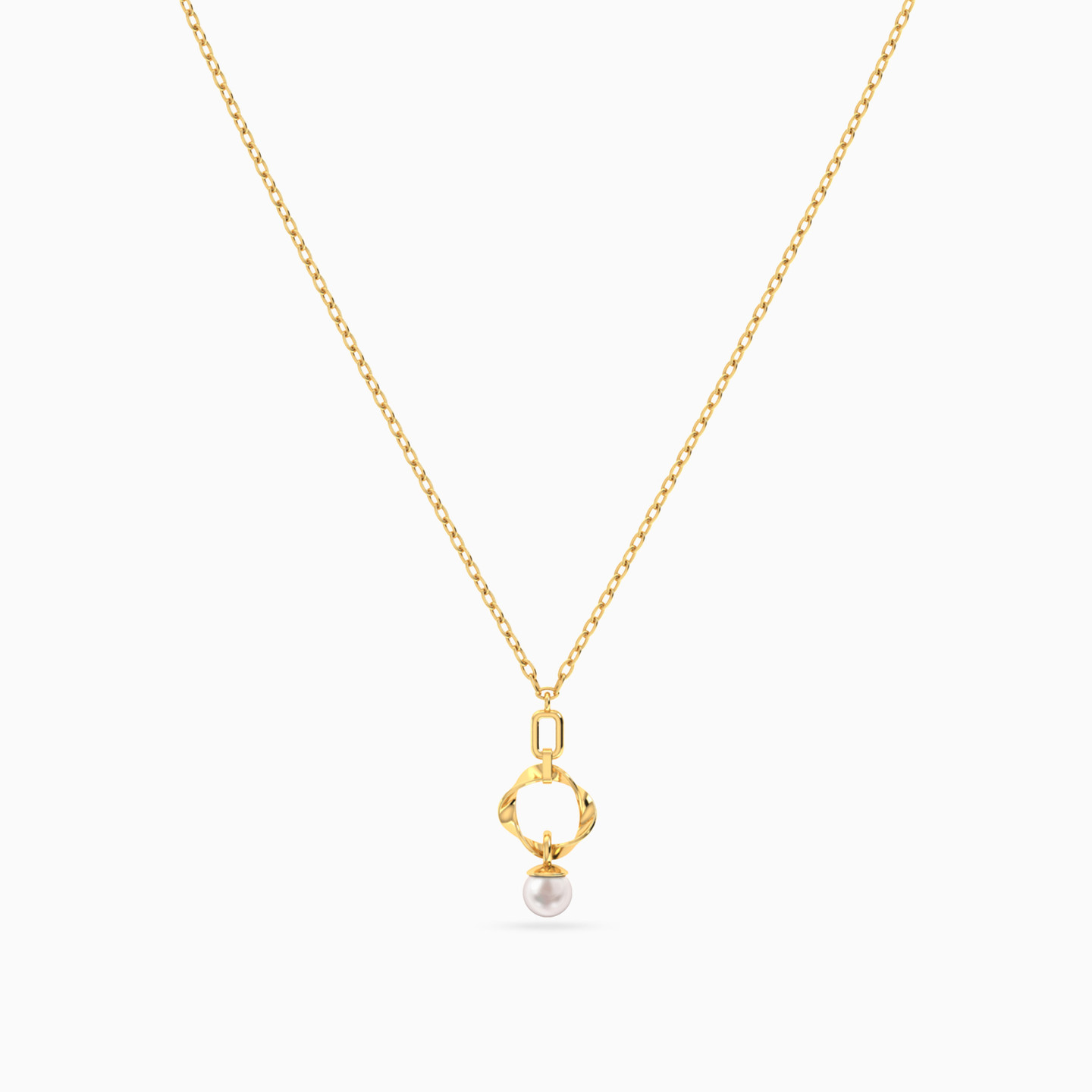 سلسلة ذهب دائرية عيار 18 قيراط مزينة باللؤلؤ - 3 سلسلة ذهب دائرية عيار 18 قيراط مزينة باللؤلؤ - 3