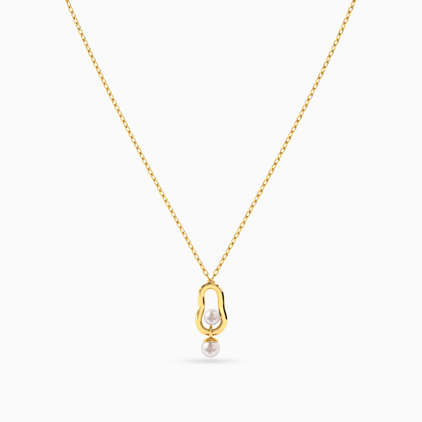 Abstract Pearl Necklace in 18K Gold - 3 Abstract Pearl Necklace in 18K Gold - 3