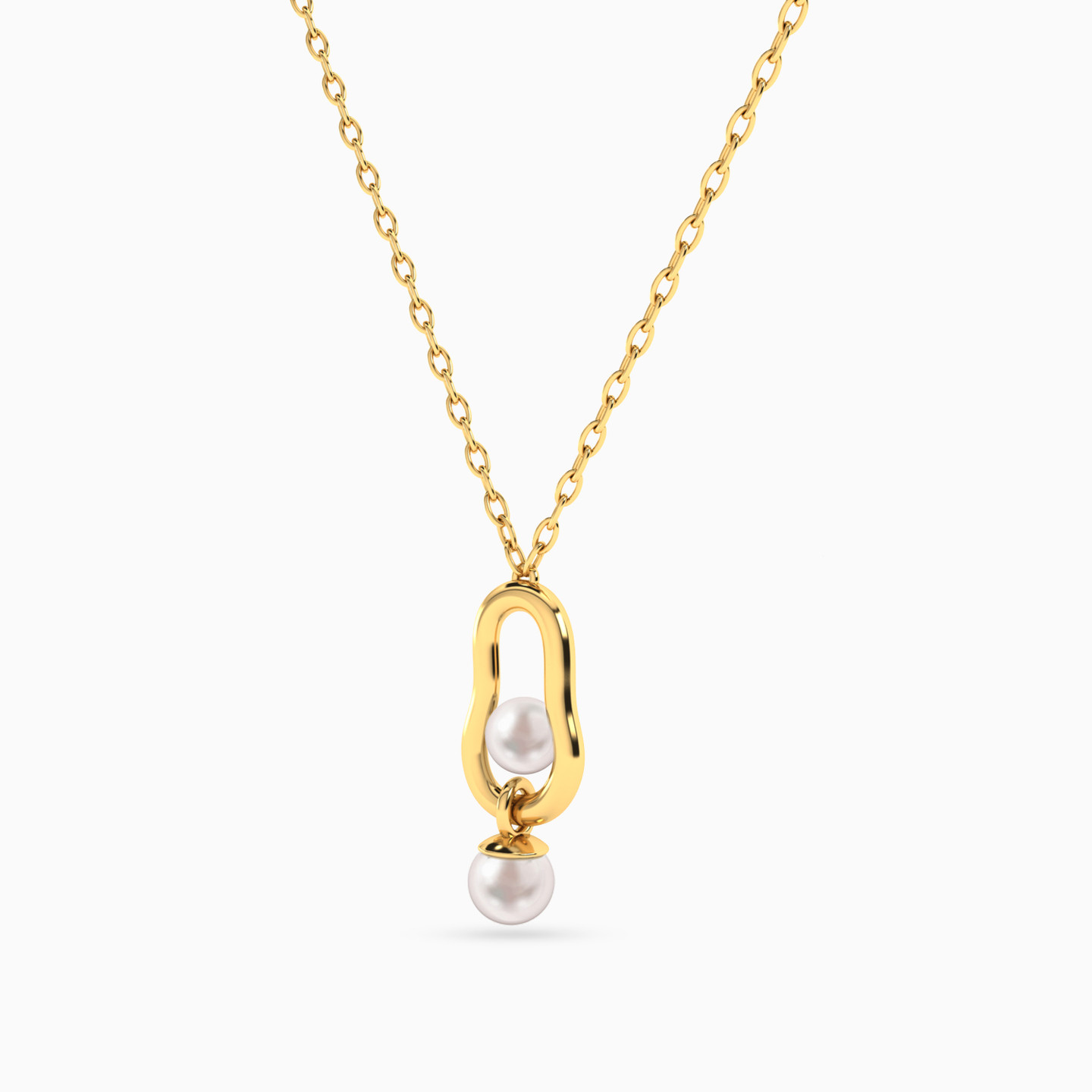 Abstract Pearl Necklace in 18K Gold - 2 Abstract Pearl Necklace in 18K Gold - 2