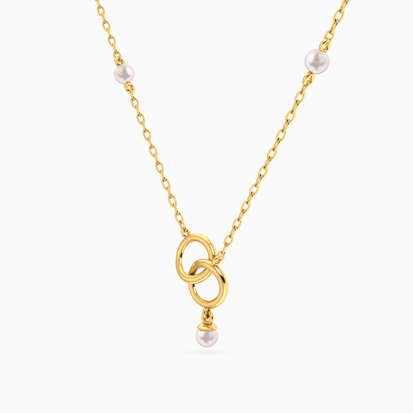 Circle Pearl Necklace in 18K Gold - 2 Circle Pearl Necklace in 18K Gold - 2