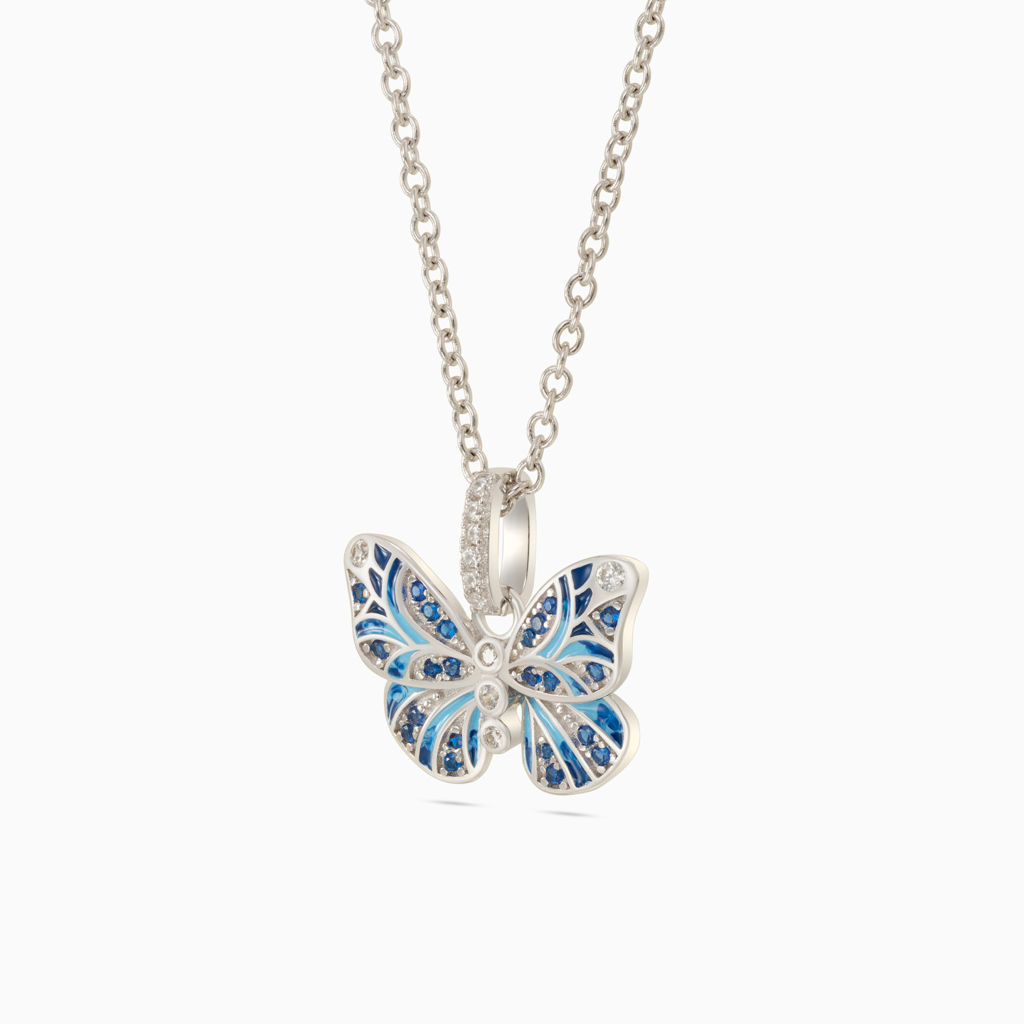 Butterfly Blue Stone Sterling Silver Necklace - 2 Butterfly Blue Stone Sterling Silver Necklace - 2