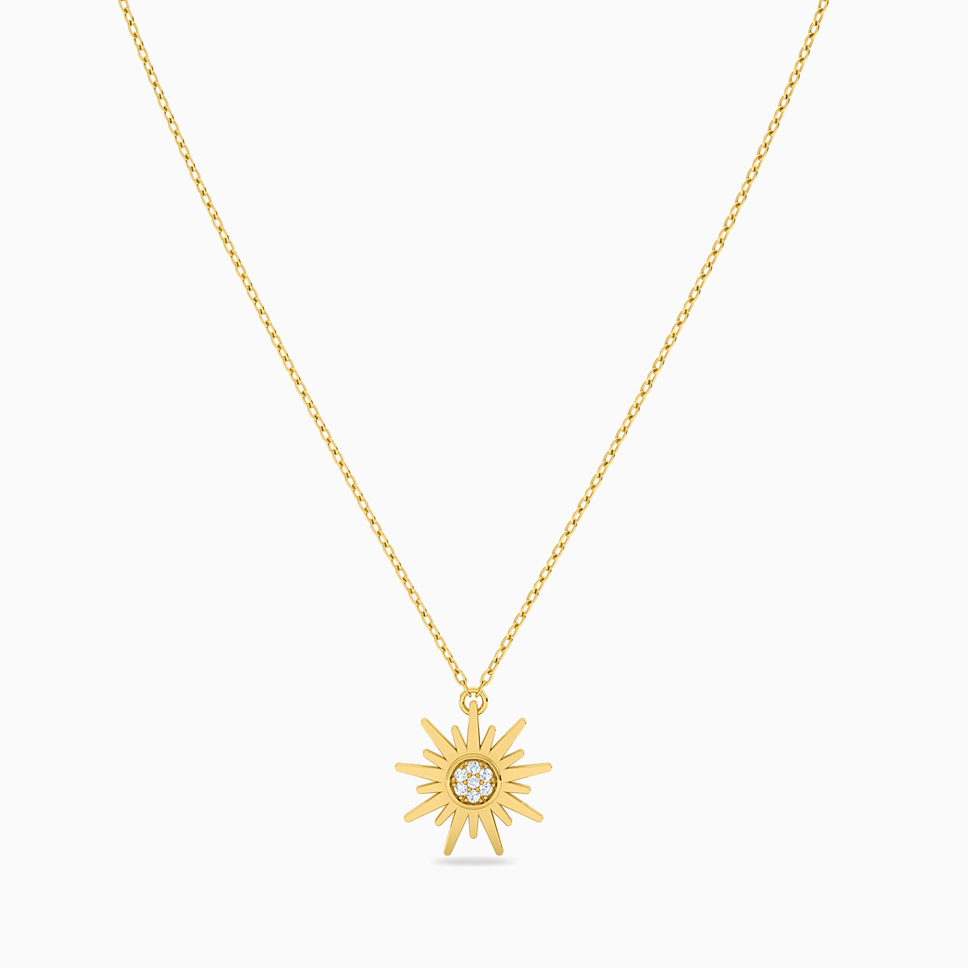 Sun Diamond Necklace in 18K Gold - 3 Sun Diamond Necklace in 18K Gold - 3