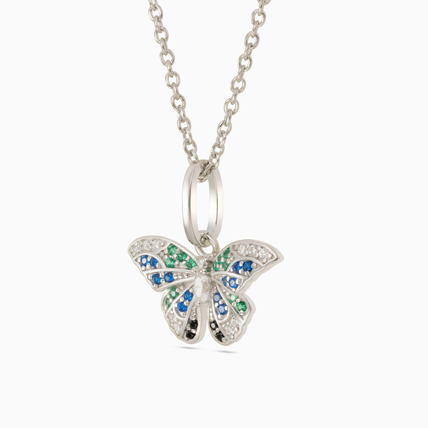 Butterfly Blue Stone Sterling Silver Necklace - 2 Butterfly Blue Stone Sterling Silver Necklace - 2