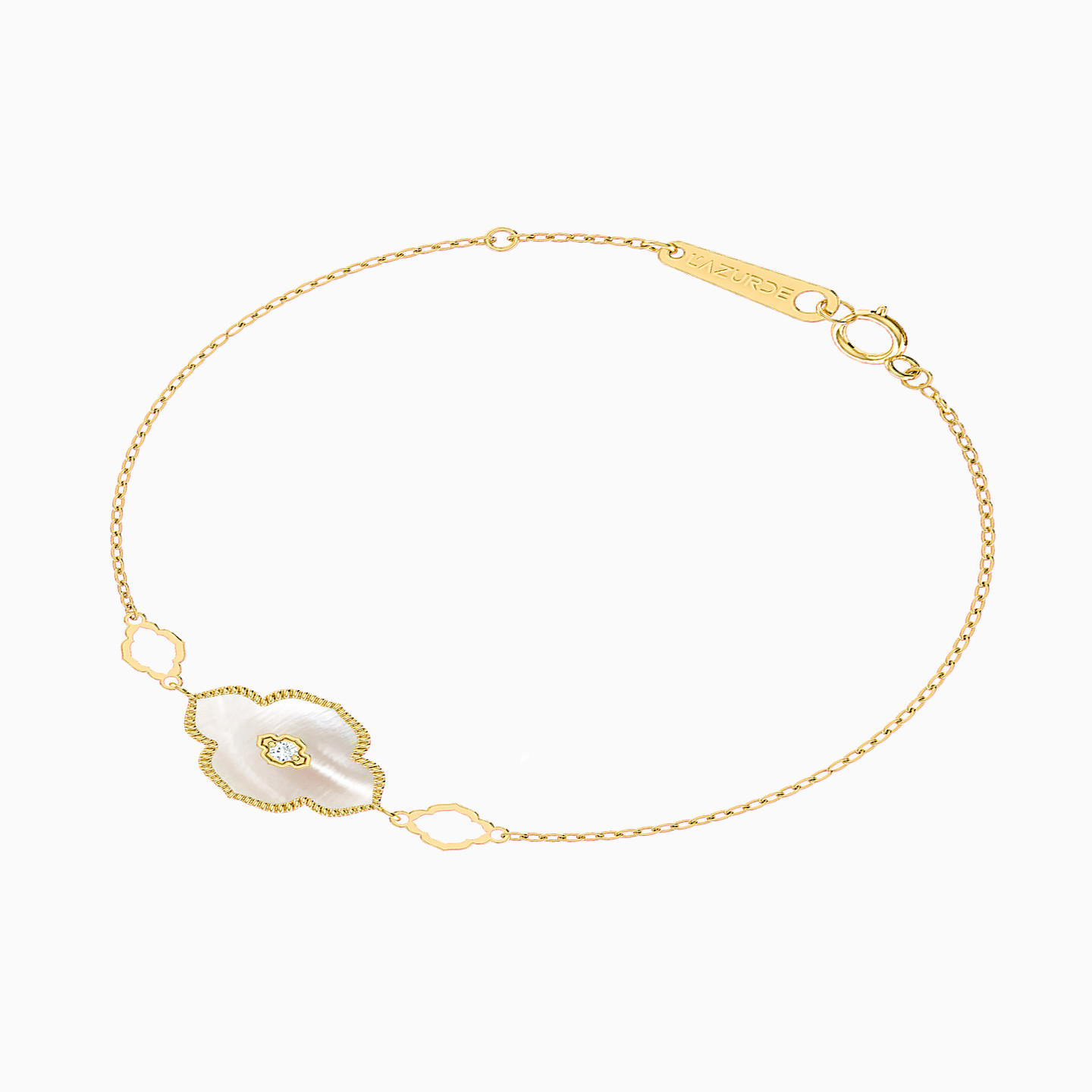 Flower Diamond & Pearls Chain Bracelet in 18K Gold - 2 Flower Diamond & Pearls Chain Bracelet in 18K Gold - 2