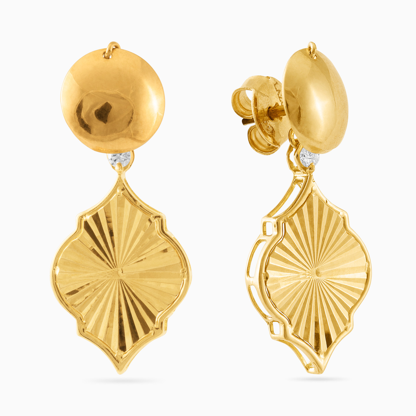 Arabesque Diamond Drop Earrings in 18K Gold - 2 Arabesque Diamond Drop Earrings in 18K Gold - 2