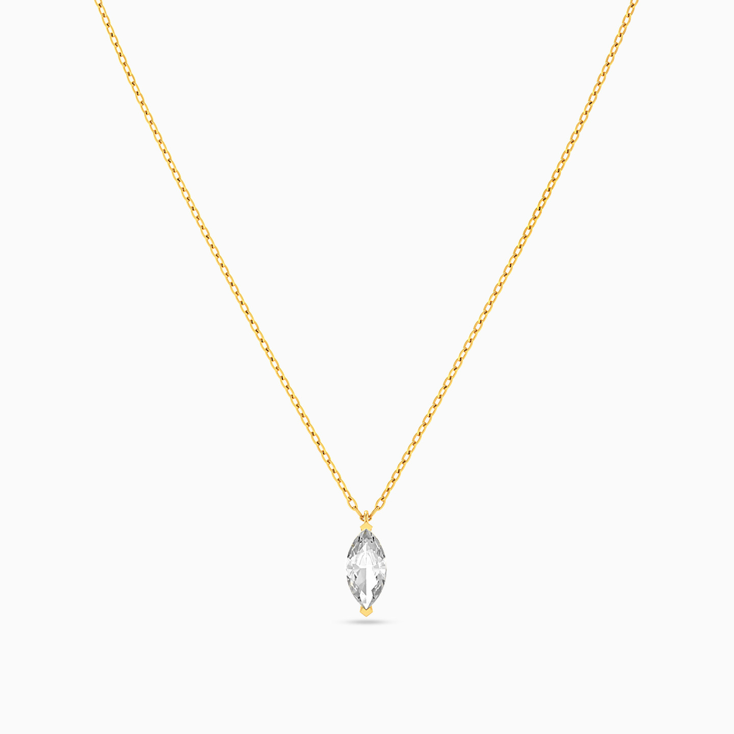 Marquise Shaped Colored Stones Pendant with 18K Gold Chain - 3