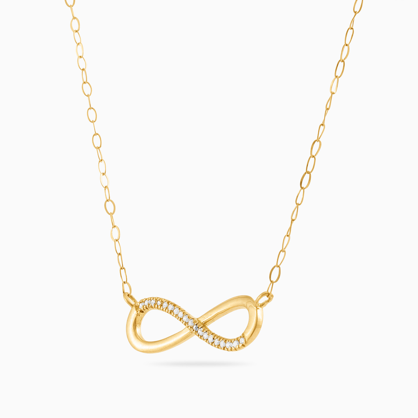 Infinity Diamond & Rose Stone Necklace in 18K Gold - 2 Infinity Diamond & Rose Stone Necklace in 18K Gold - 2