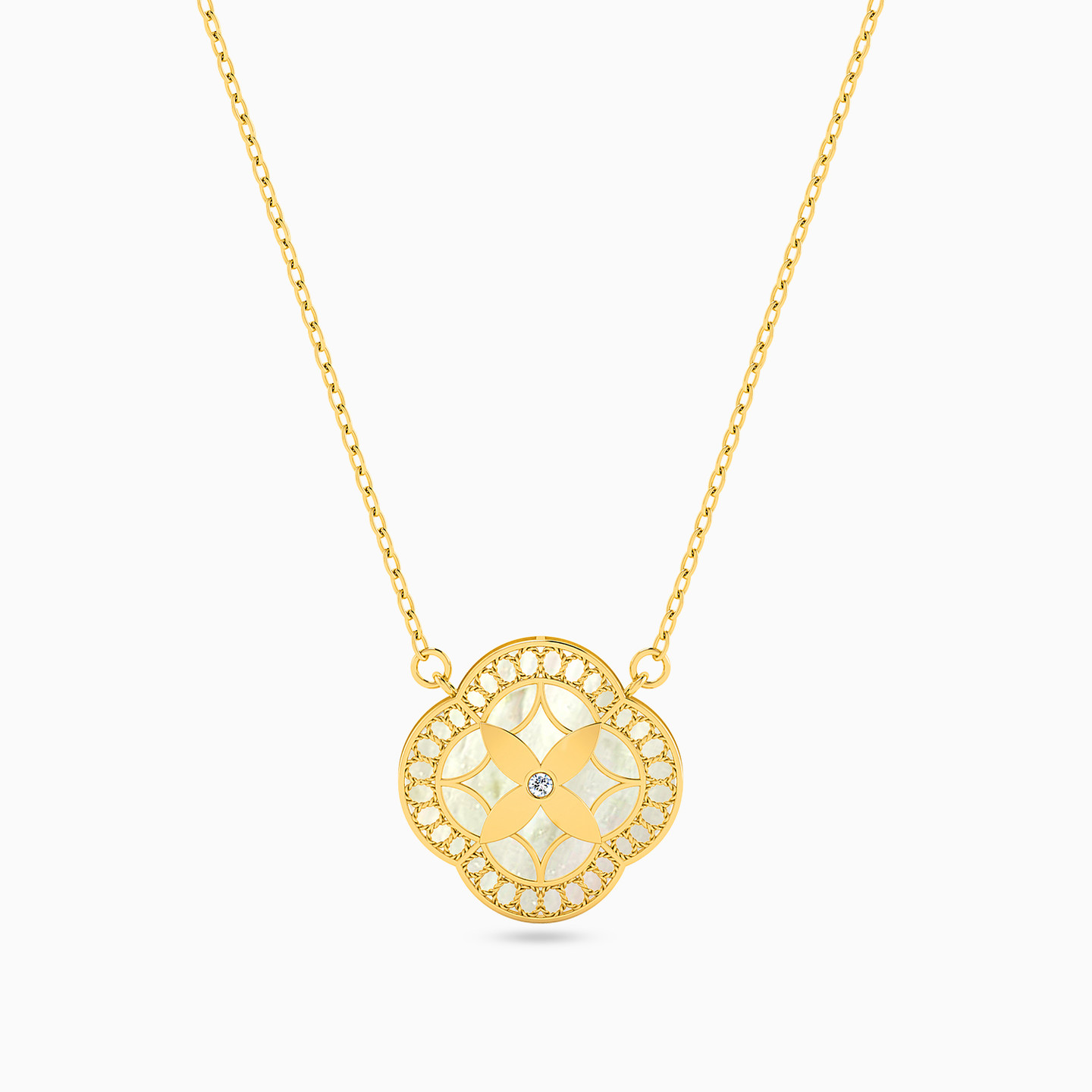 Flower Pearl Necklace in 18K Gold