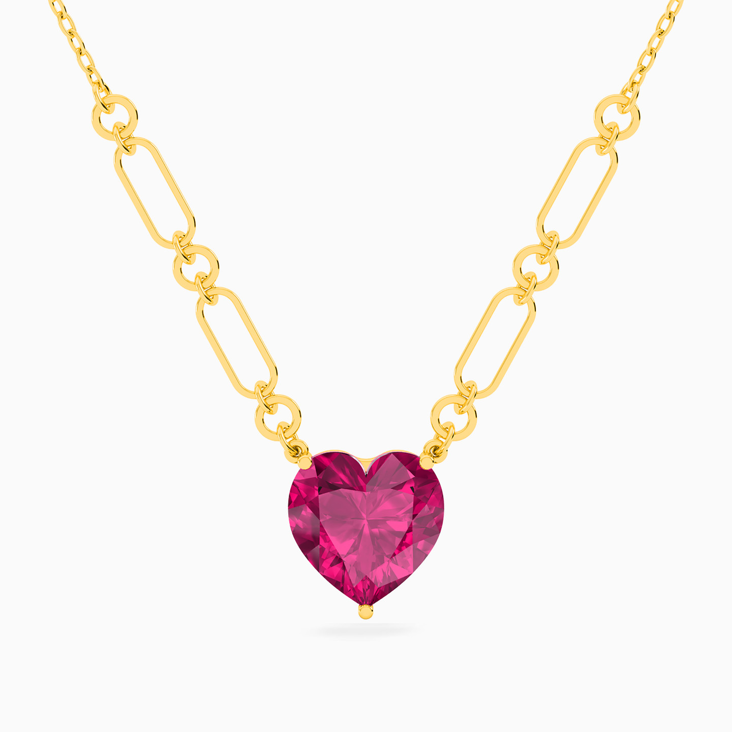 Heart Shaped Colored Stones Pendant with 18K Gold Chain