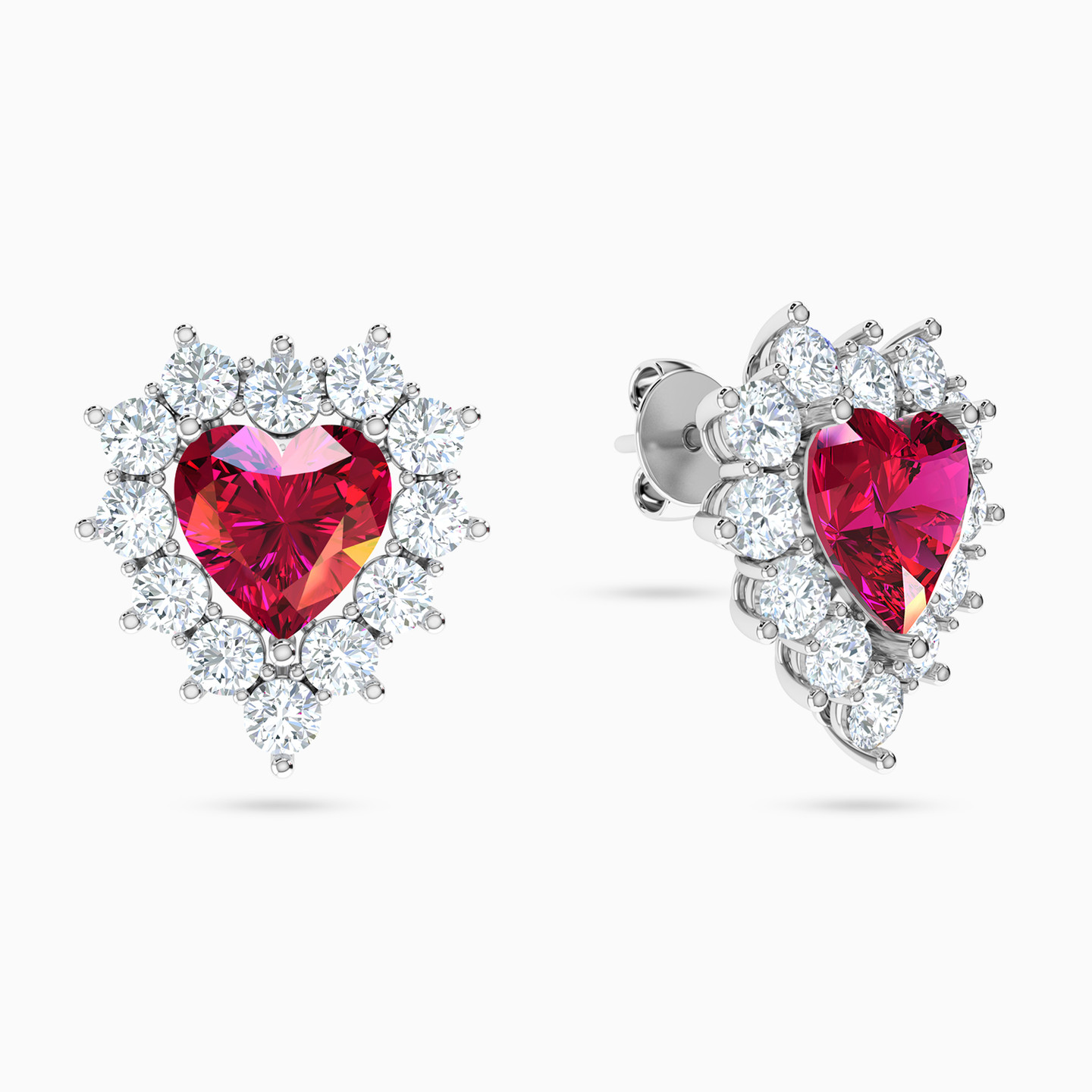 Heart Rose Stone Stud Earrings in 18K Gold Heart Rose Stone Stud Earrings in 18K Gold