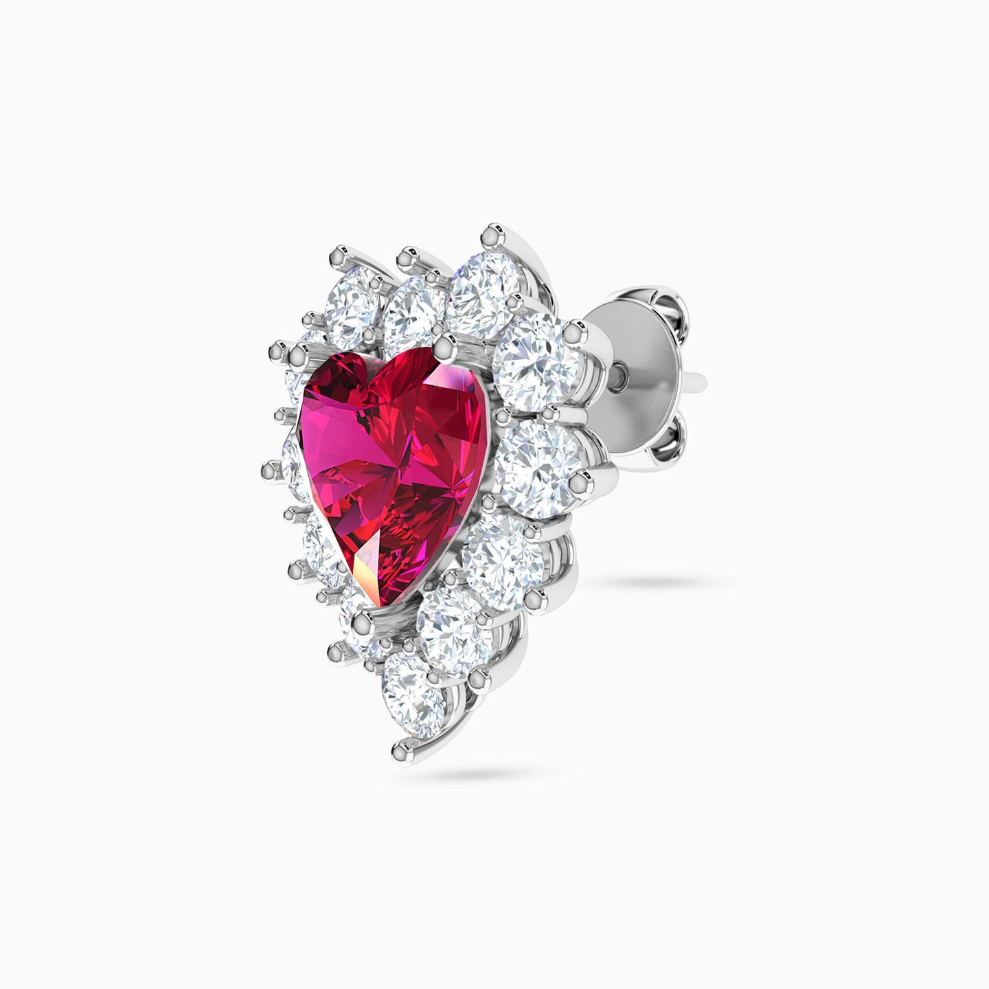 Heart Rose Stone Stud Earrings in 18K Gold - 4 Heart Rose Stone Stud Earrings in 18K Gold - 4